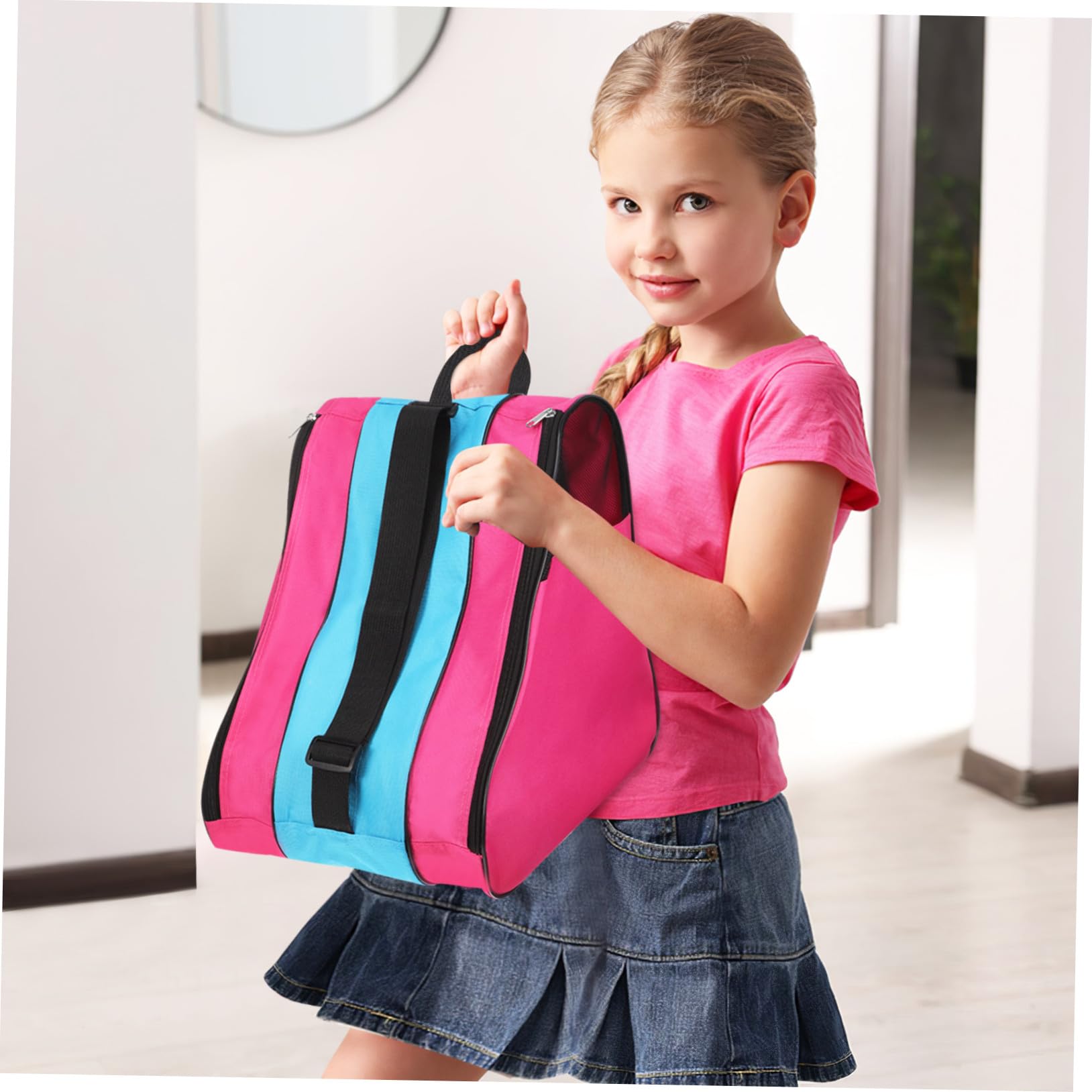 TOYANDONA Rollschuhtasche für Junge Mädchen Eislaufrucksack aus Dreieckstasche zum Transport von Rollschuhen und Schutzausrüstung Robust und Langlebig