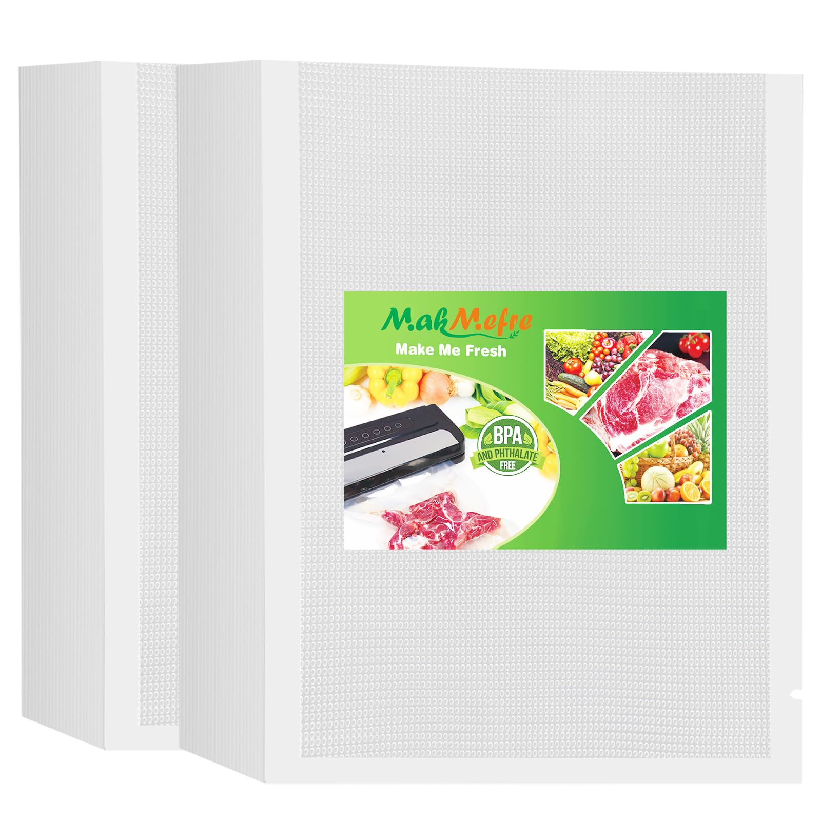 MakMeFre 200 Count 25X33cm Textured Vacuum Sealer Bags for Food,BPA Free and Heavy Duty Embossed Vacuum Seal Food Sealer Bags,Great for Sous Vide Vaccume Sealer PreCut Bag
