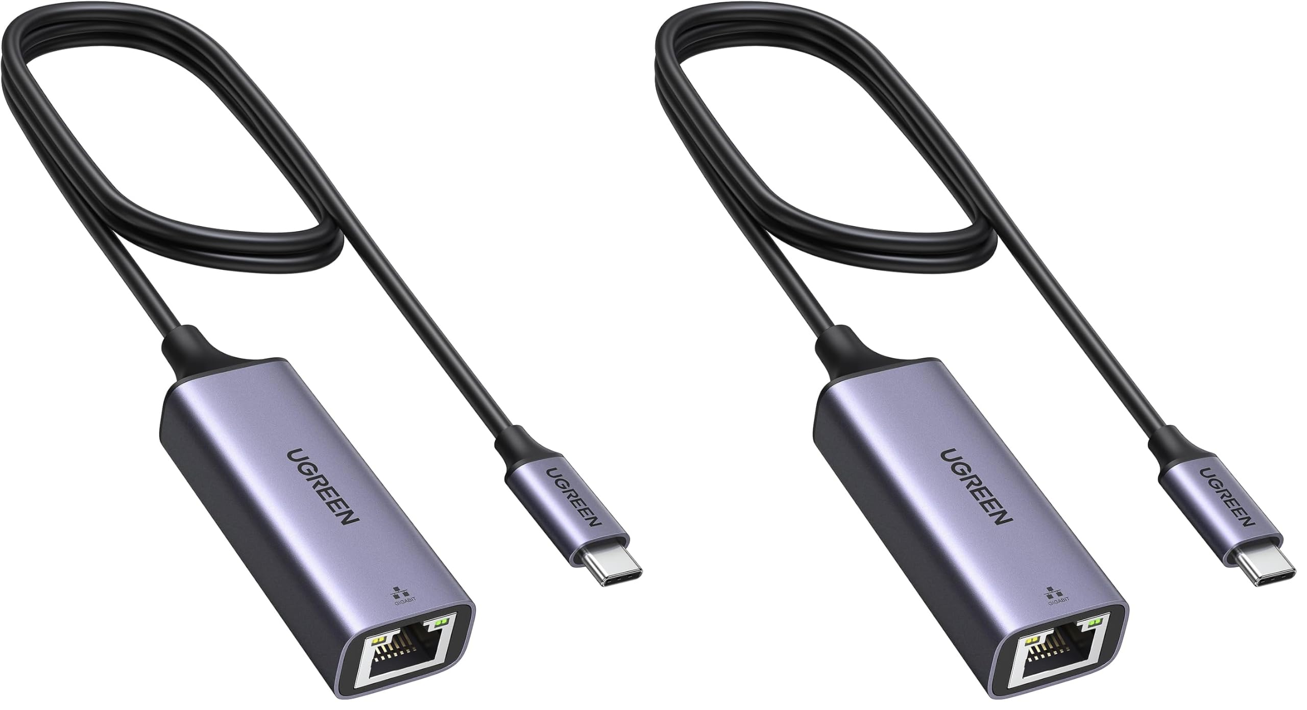 UGREEN USB C to Ethernet Adapter, 1.6FT Gigabit RJ45 to USB 3.0 Type-C (Thunderbolt 3) Ethernet LAN Network Adapter, Compatible with MacBook Pro, iPad Pro, Dell XPS and More (Pack of 2)