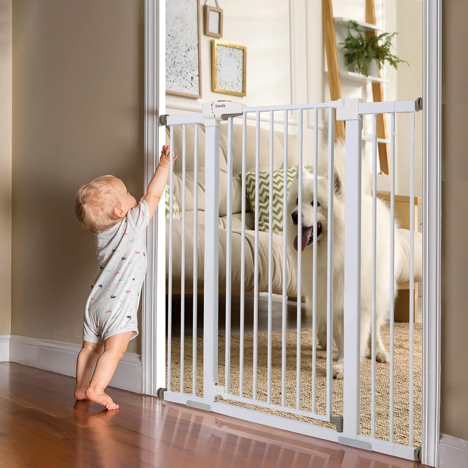 Babelio 36" Extra Tall Pressure Mount Baby Gate with Door