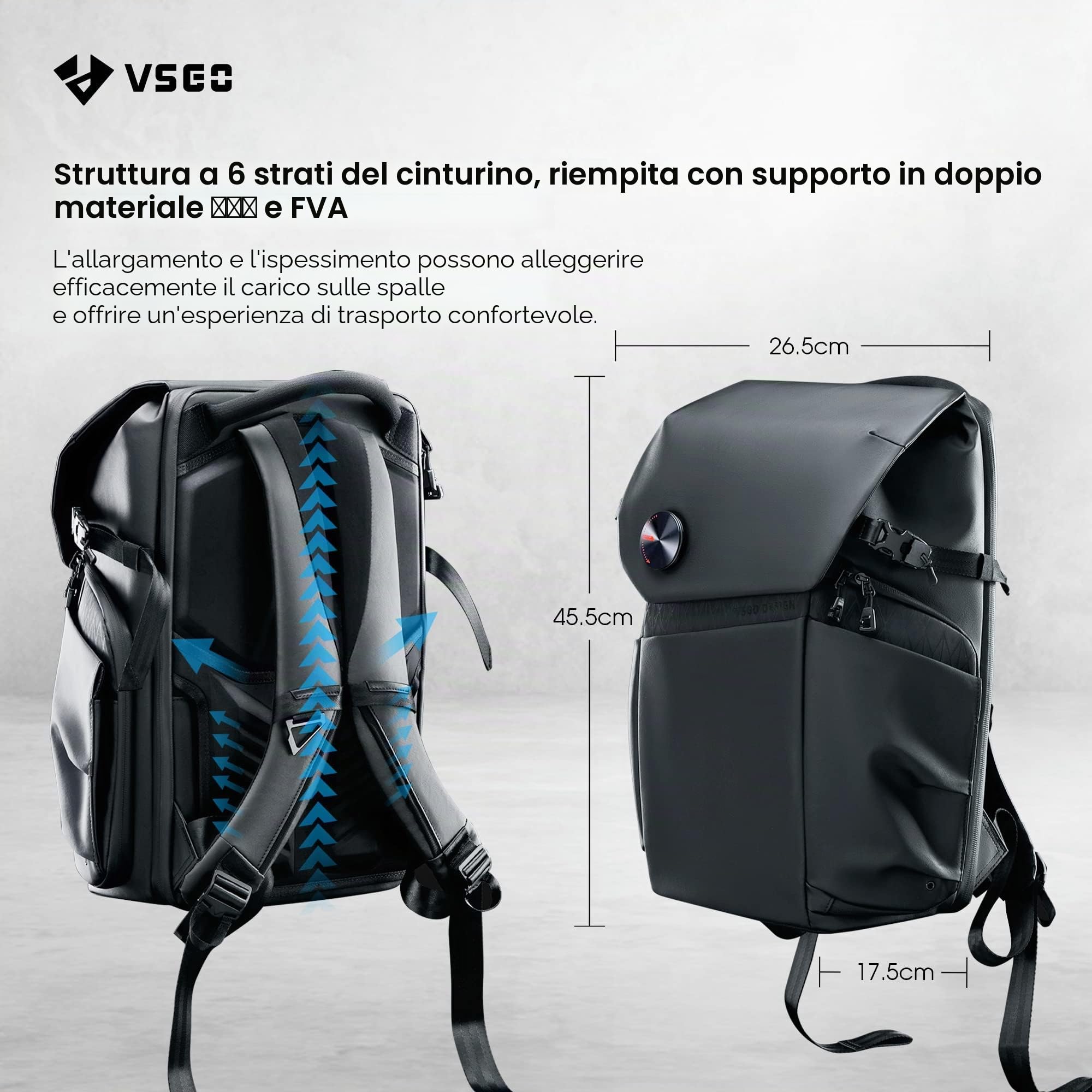 VSGO Zaino per fotocamera professionale DSLR/SLR 20L Zaino di grande capacità, compatibile per fotocamere Sony Canon Nikon