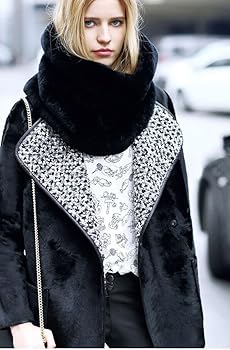 gfore /WOMENS ECO FUR イヤーウォーマー Chicone Big Size Neck Gaiter Faux Fur Short Scarf for Women,Black