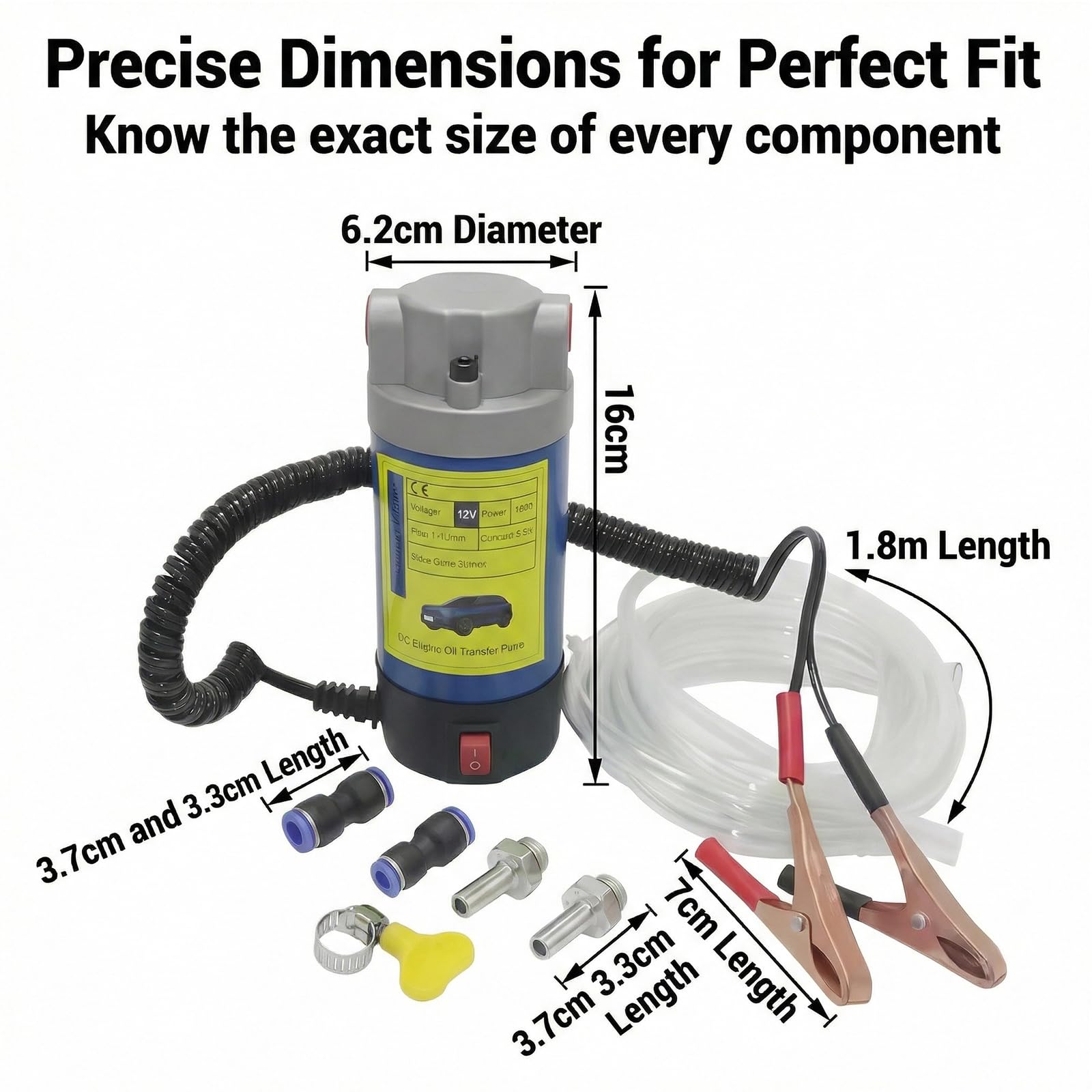 Pompa di aspirazione dell'olio, 12 V, 100 W, pompa di aspirazione elettrica diesel, pompa per cambio olio, 2 – 3 l/min, pompa diesel portatile, con 3 tubi, per auto, moto, barca, camion