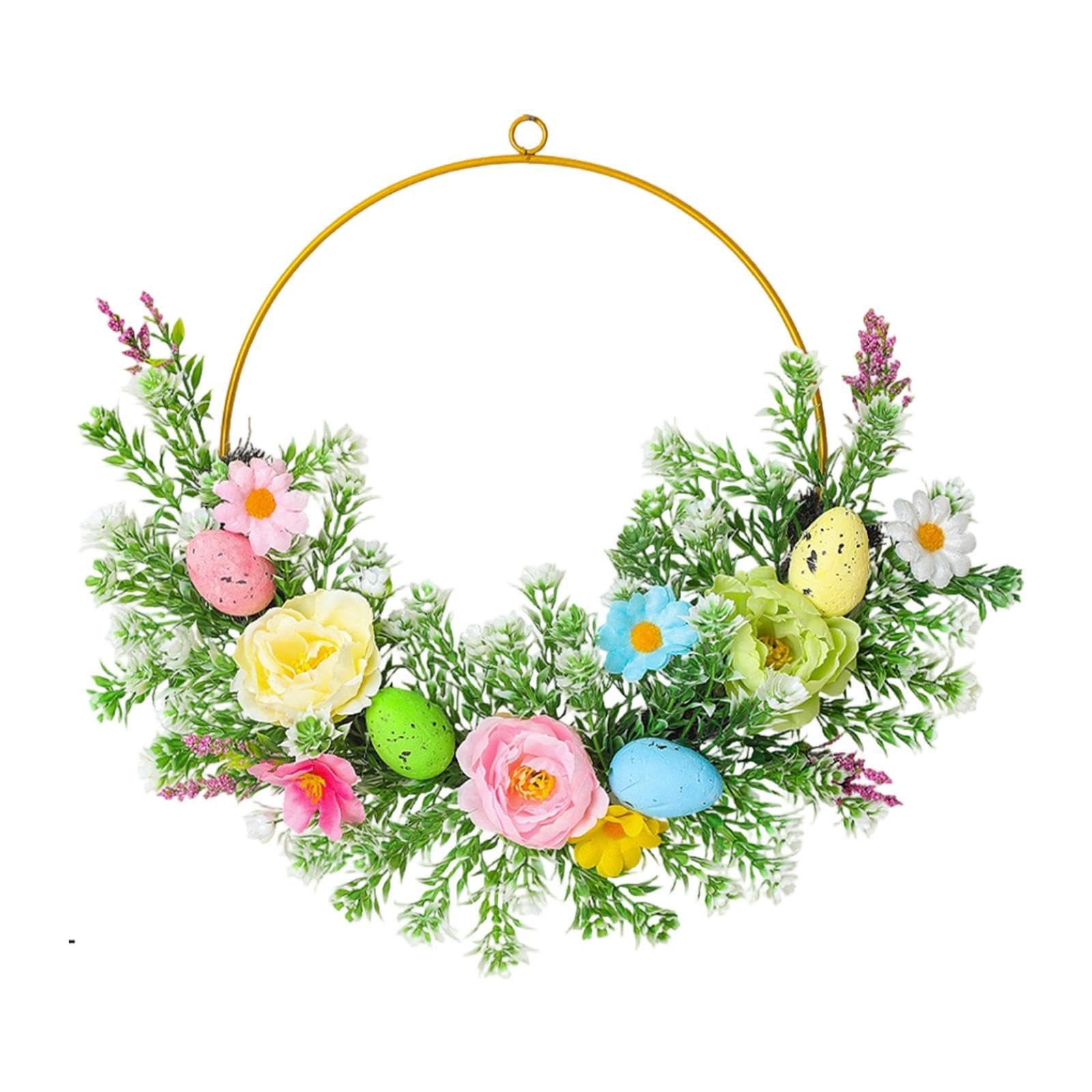 Couronne de Pâques artificielle et décoration de porte fleurie créative
