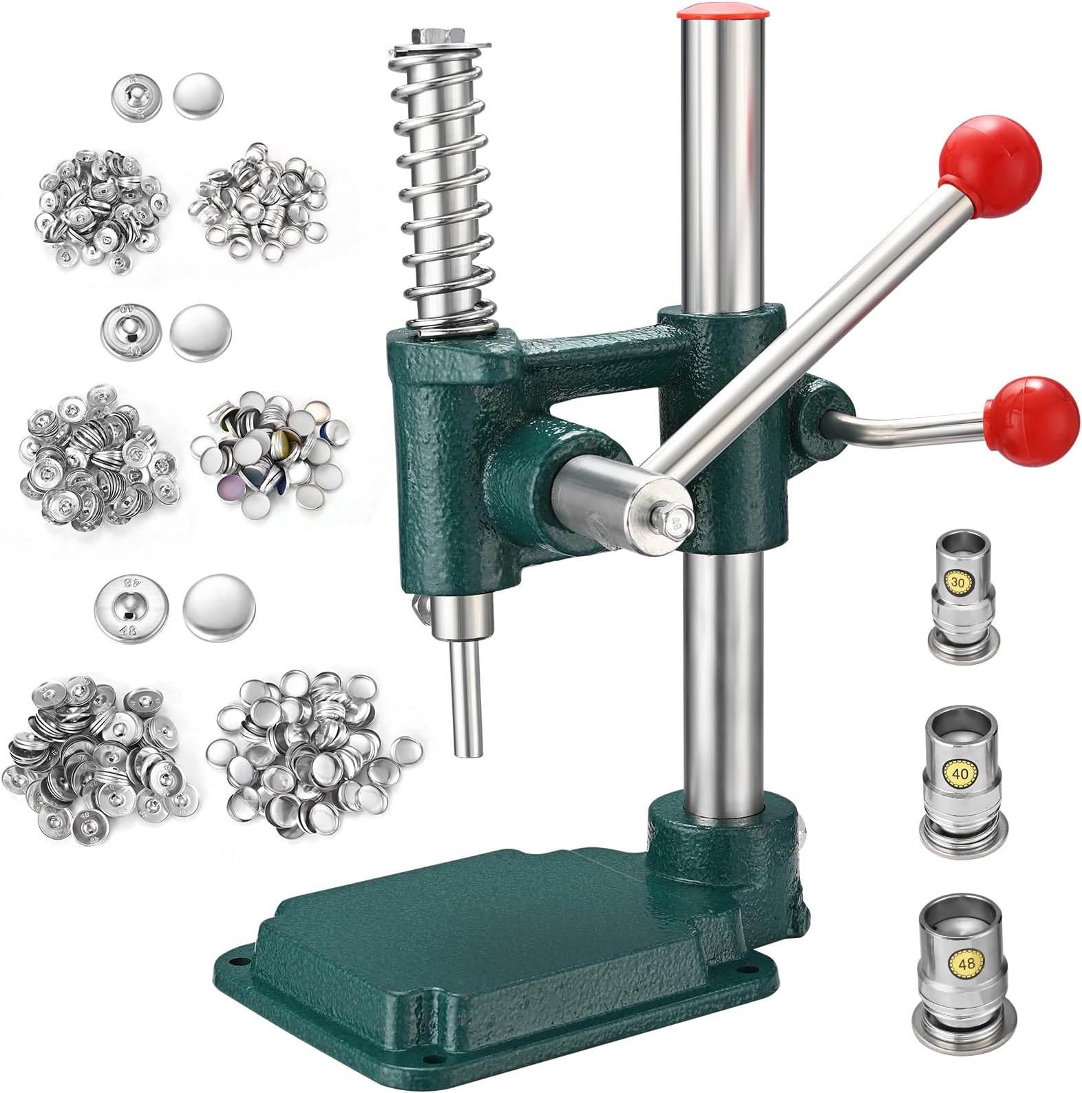 Soiiw Fabric Button Maker Kit Handmade Cloth Covered Button Maker Punch Press Button Machine DIY Tool with 3 Molds (diameters 18, 25, 30mm) and 300 Pcs Buttons