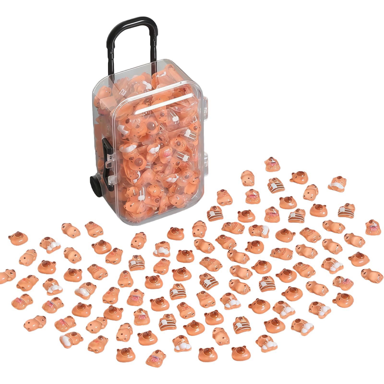 Qiansse Highly Likely Brown 200 Pcs Mini Capybara Toys, Tiny Resin Animals For Fairy Gardens Dollhouse Miniatures Micro Landscaping Mini Resin Animals Capybara Figurines Decor