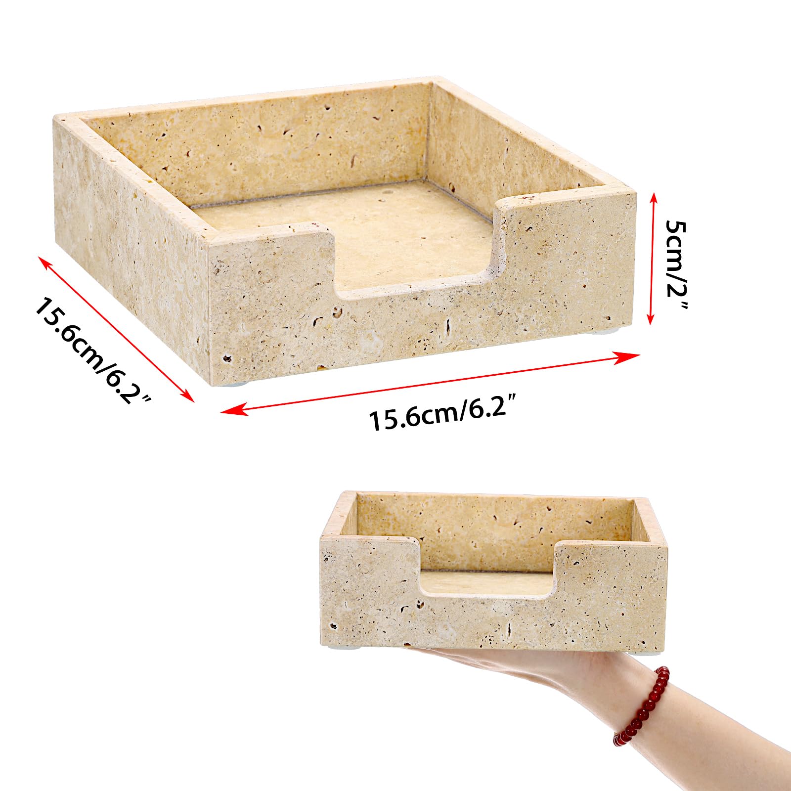 Sumnacon Servilletero de cóctel de travertino para mesa, 6.2 x 6.2 pulgadas, servilleteros cuadrados pequeños, dispensador de servilletas moderno plano para cocina, encimera, mesa de comedor, fiesta