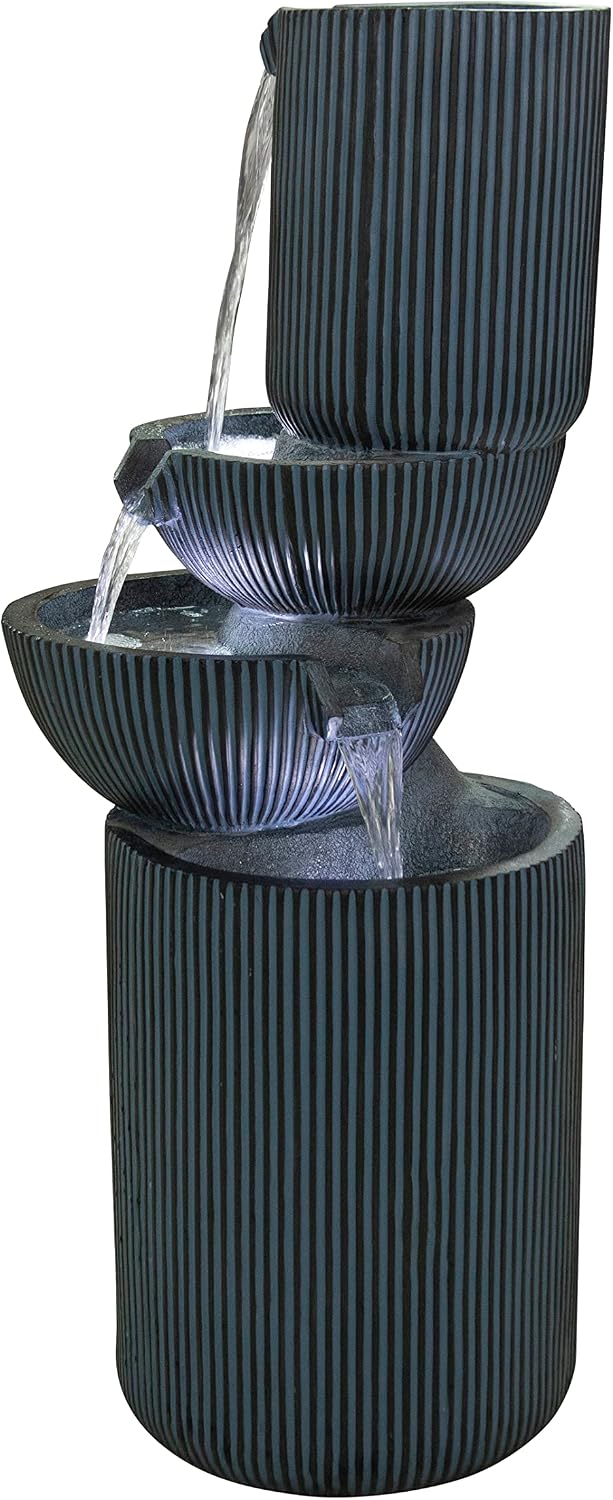 Hi-Line Gift-40 Modern Water Fountain W/LEDs Tiered Outdoor Fountain Home/Garden Decor