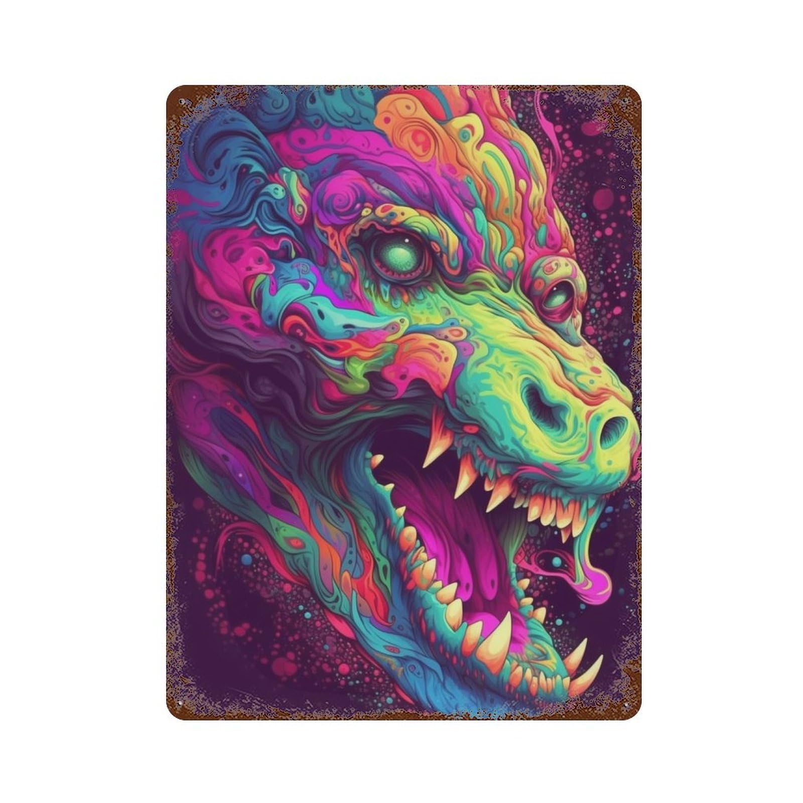 Dinosaur Art Print Retro Metal Sign 15.7"x11.8", for Bistro, Counter And Cafe Decor, Rustic Home Decor