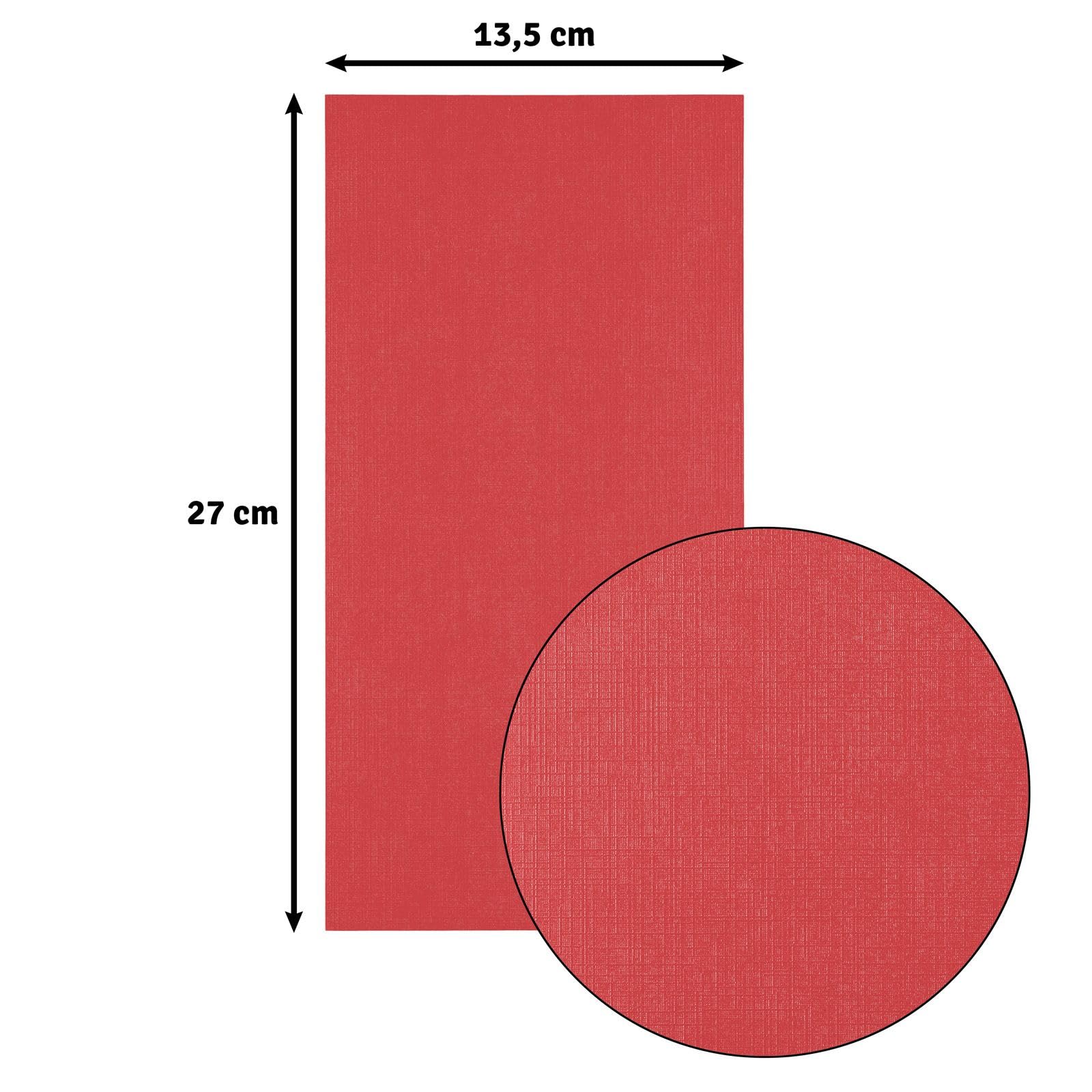 Florence Linen Cardstock 10.6 x 5.3 Inches Red (Poppy), 100 Sheets of 250 GSM Coloured Paper - Image 2