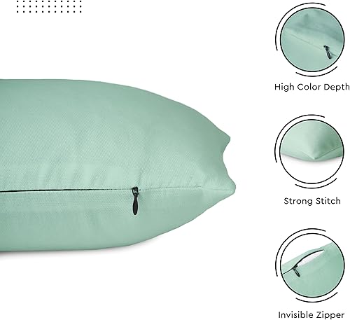 Vista 136 de Encasa Homes - Juego de 2 fundas de almohada, 18 x 18 pulgadas, lona de algodón teñidas, cuadradas, decorativas, para sofá, silla, cama y hogar, Azul