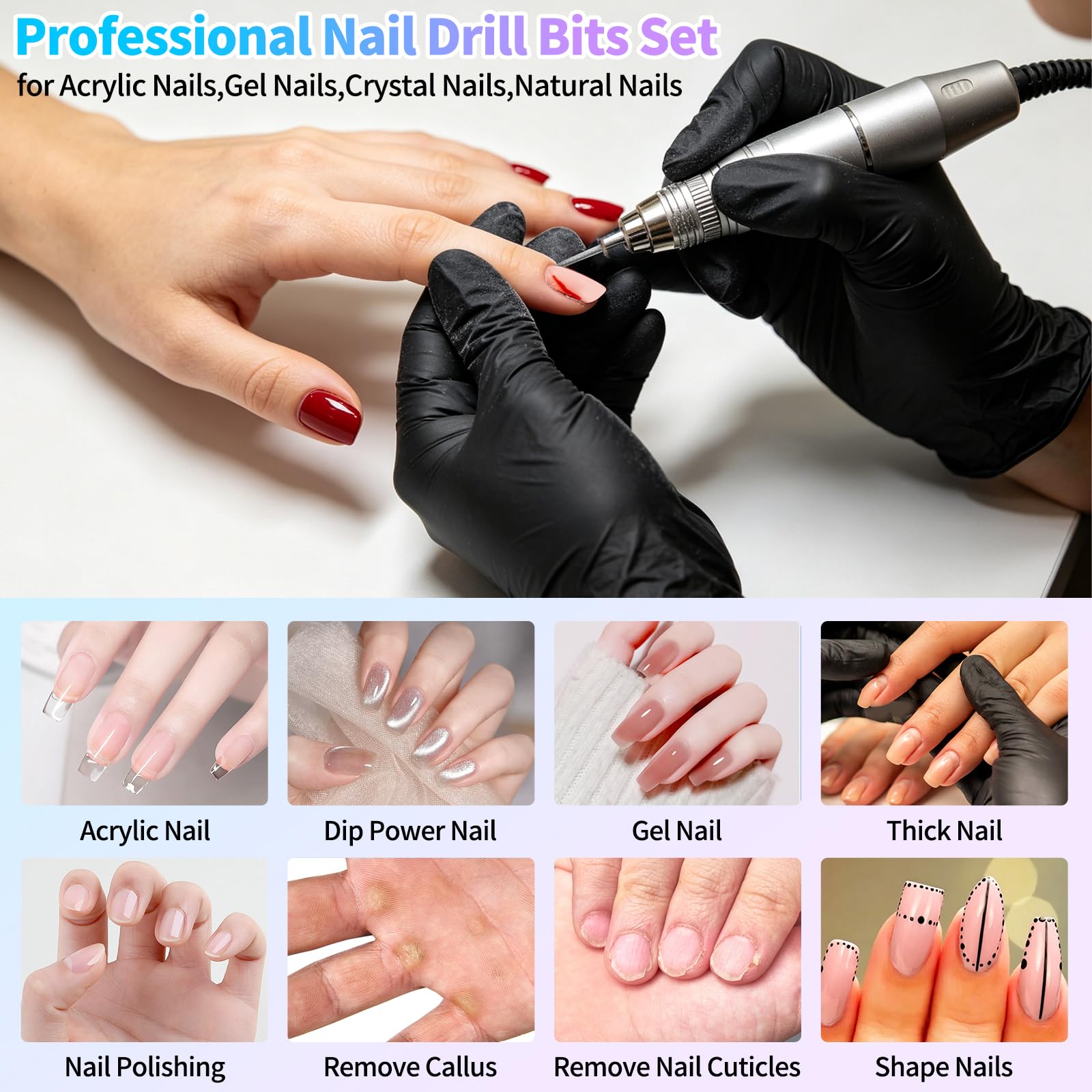 10 Punte Fresa Unghie: Punte in Acciaio Inossidabile per Nail Artist -3/32 Pollici Punte Professionali per Unghie in Gel -Acriliche Facili da Pulire Punta da Trapano per Unghie-Saloni