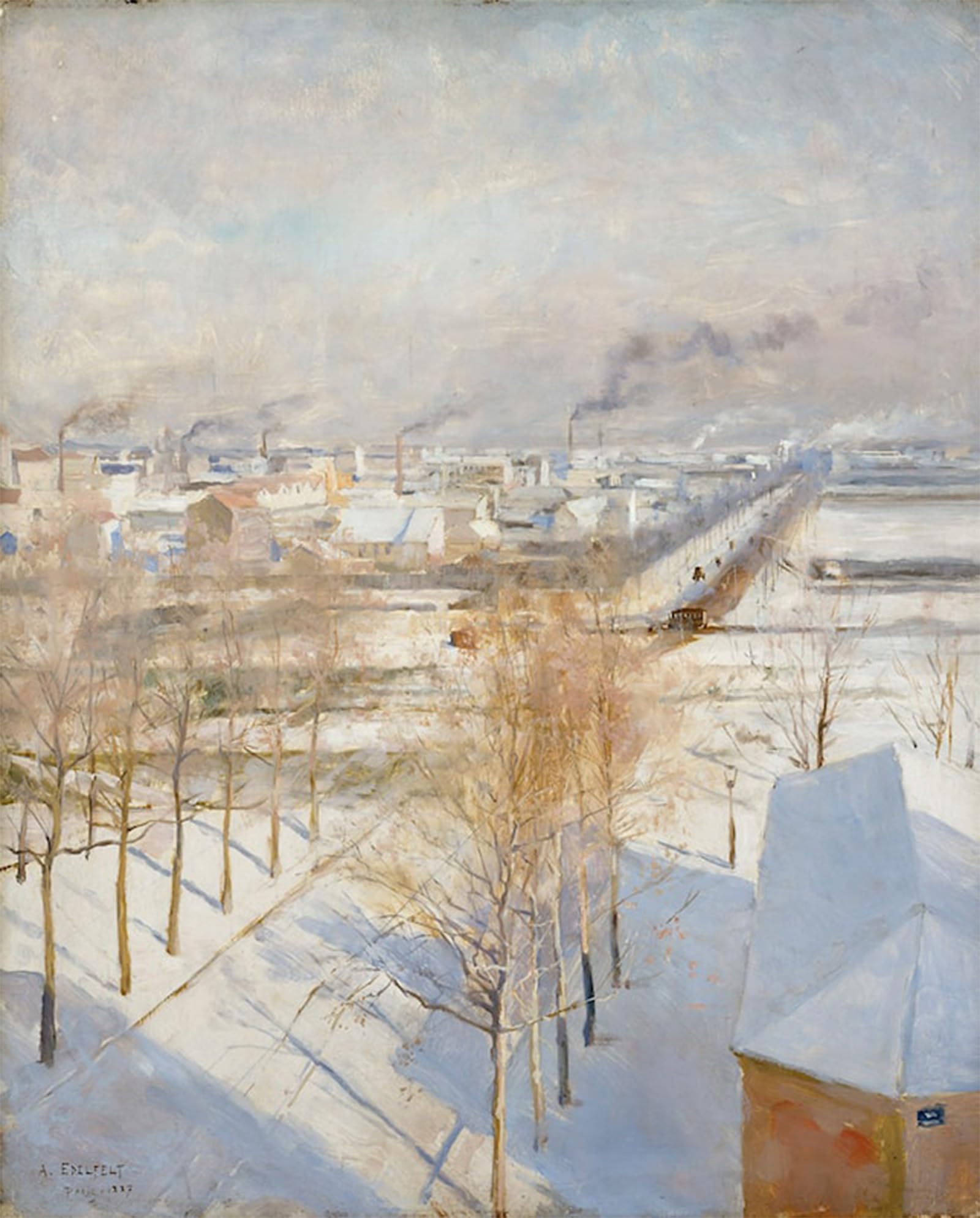 POSTERIIk Famous Modern Artwork Art Mural Paris in Snow by Albert Edelfelt Oil Paintings Pictures for Home Decor 60x90cm