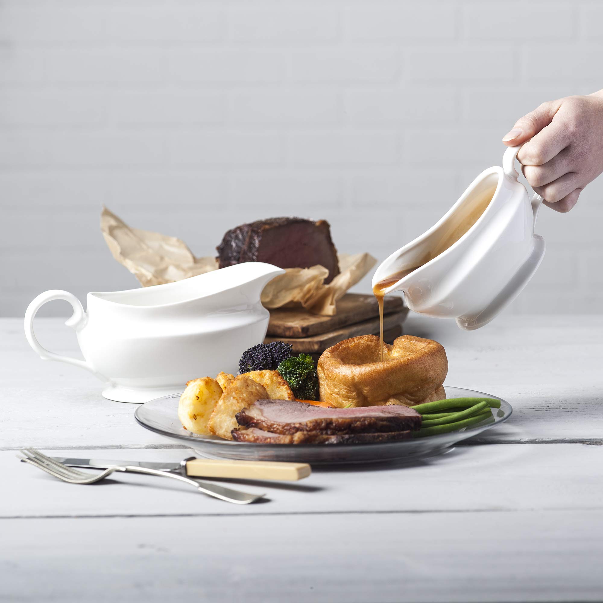 WM Bartleet & Sons 1750 TSET29 Set of 2 Traditional Porcelain Gravy Sauce Boat 500ml and 240ml, White, 1 x 240ml & 1 x 500ml - Image 2