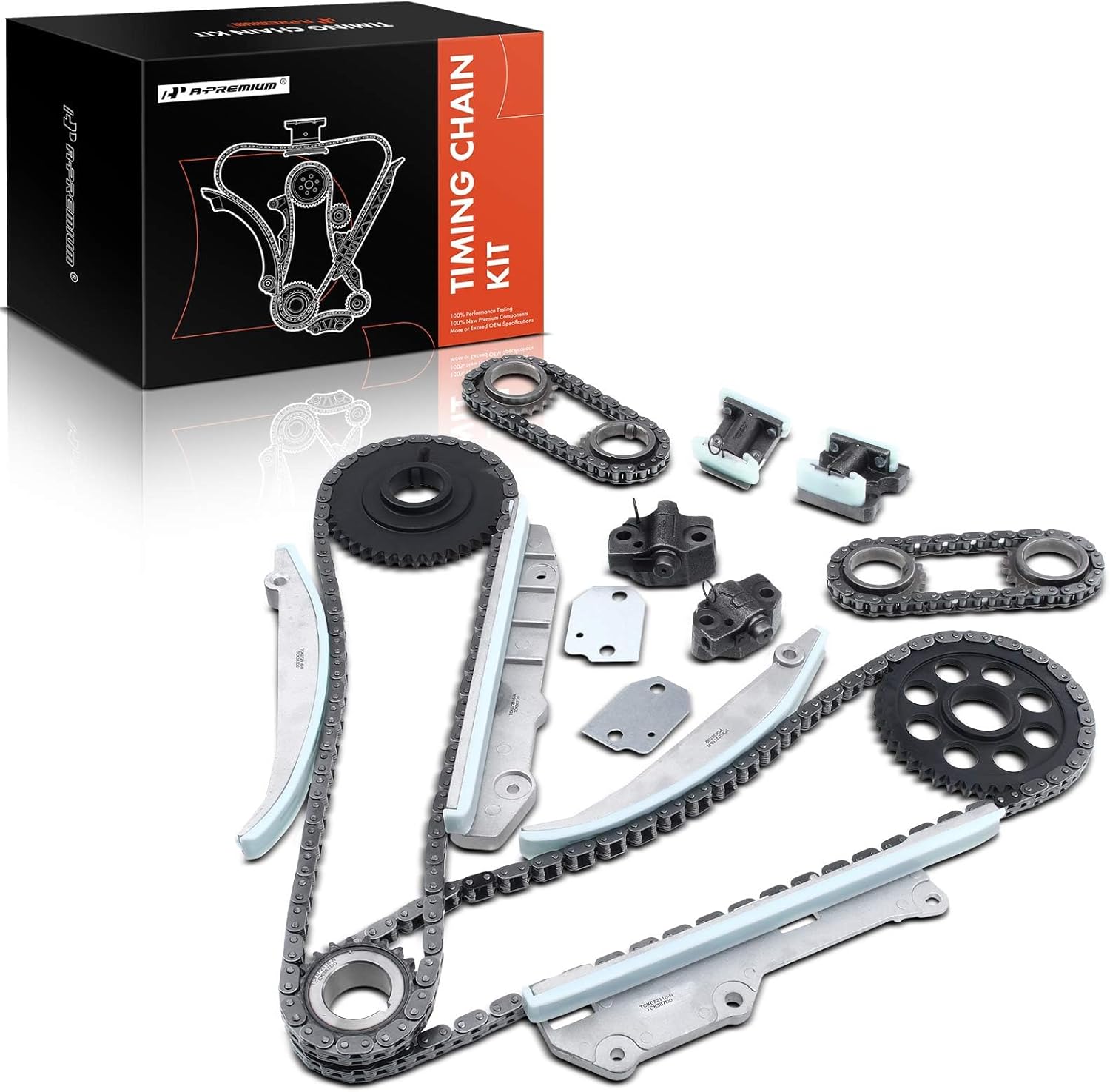 A-Premium 19Pcs Engine Timing Chain Kit W/Tensioner & Guide & Sprocket [DOHC, V8 4.6L] Compatible with ford Mustang 98-99 & Lincoln Continental 98-99, Mark VIII 1998