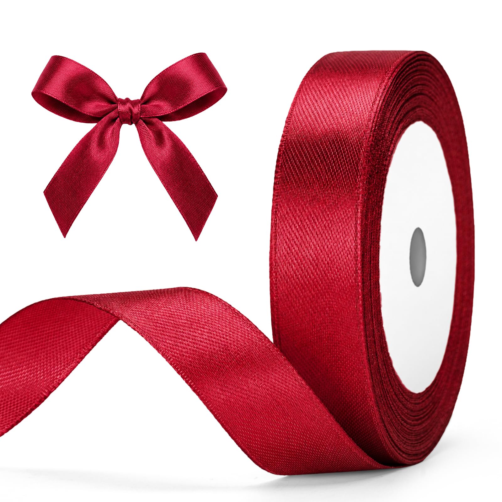 G2PLUS Burgundy Satin Ribbons, 20mm Gift Wrap Ribbons for Gift Wrapping, Crafting, Wedding, Christmas Party Deco, 22m — image 1