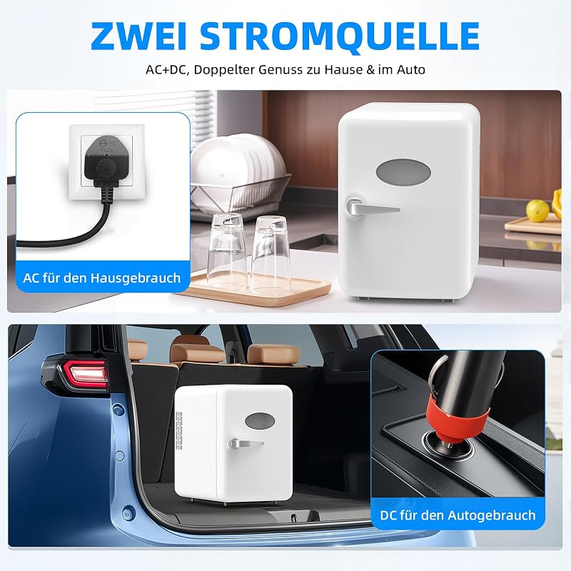 Vexloria 4 literes mini hűtőszekrény 6 dobozhoz, 220V/12V, fehér