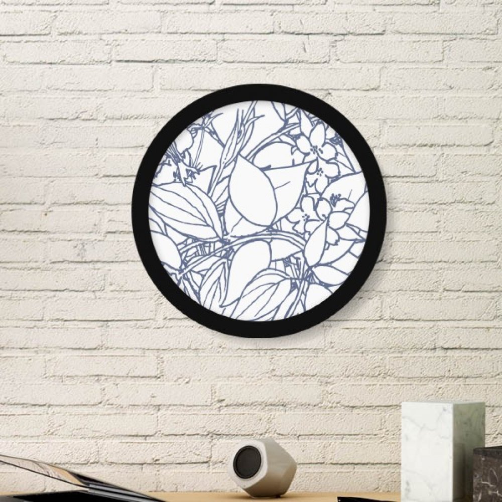 Ligne plantes dessin abstrait art peinture cadre photo en bois ronde