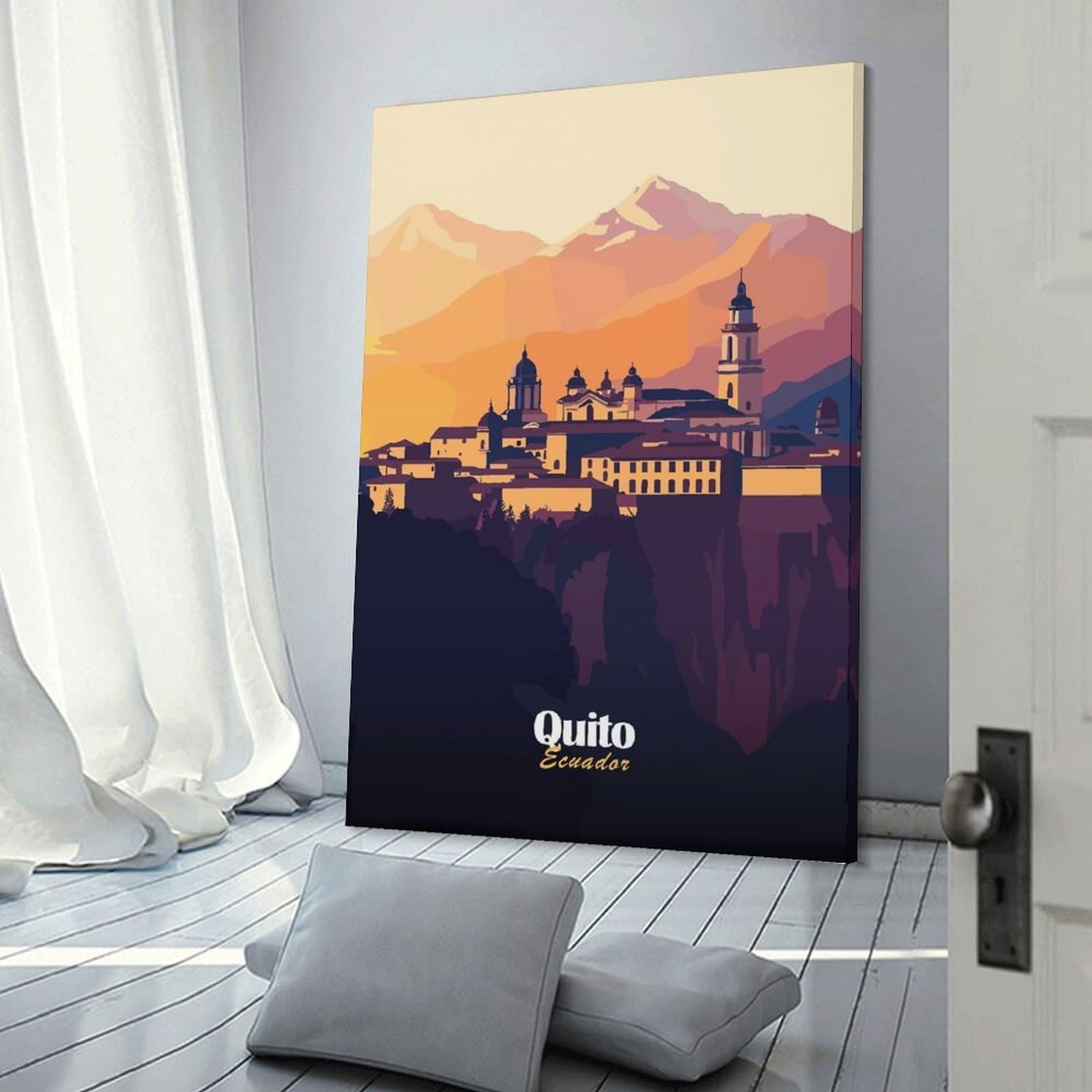 Junmoney Quito Cityscape Room Decor Wall Art, 16x24inch(40x60cm), for Entrance Walls, Hall Decor Or Foyers, A Neat Decor Update for Hallways