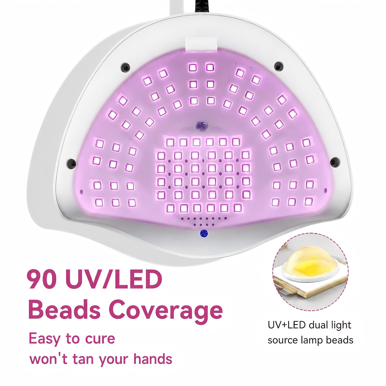 Lampe UV Ongles 360 W, Lampe Led Ongle Professionnelle avec 4 Minuteries, UV Lamp Nails avec 90 Perles, Machine UV Led pour Ongles Capteur Automatique pour Durcir Le Vernis à Ongles en Gel