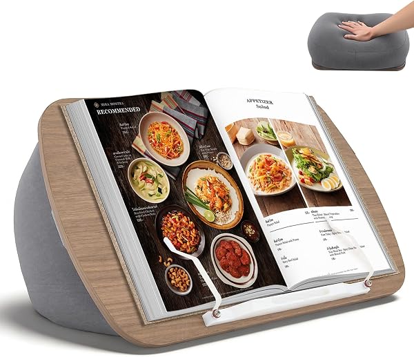 Support pour Livre, Tablette d'Appoint pour Canapé, Lit, Bureau - Cousin Porte-Livre Confortable avec Support de Pages - Compatible avec Ordinateur Portable et Tablette pour Amoureux de la Lecture - 1