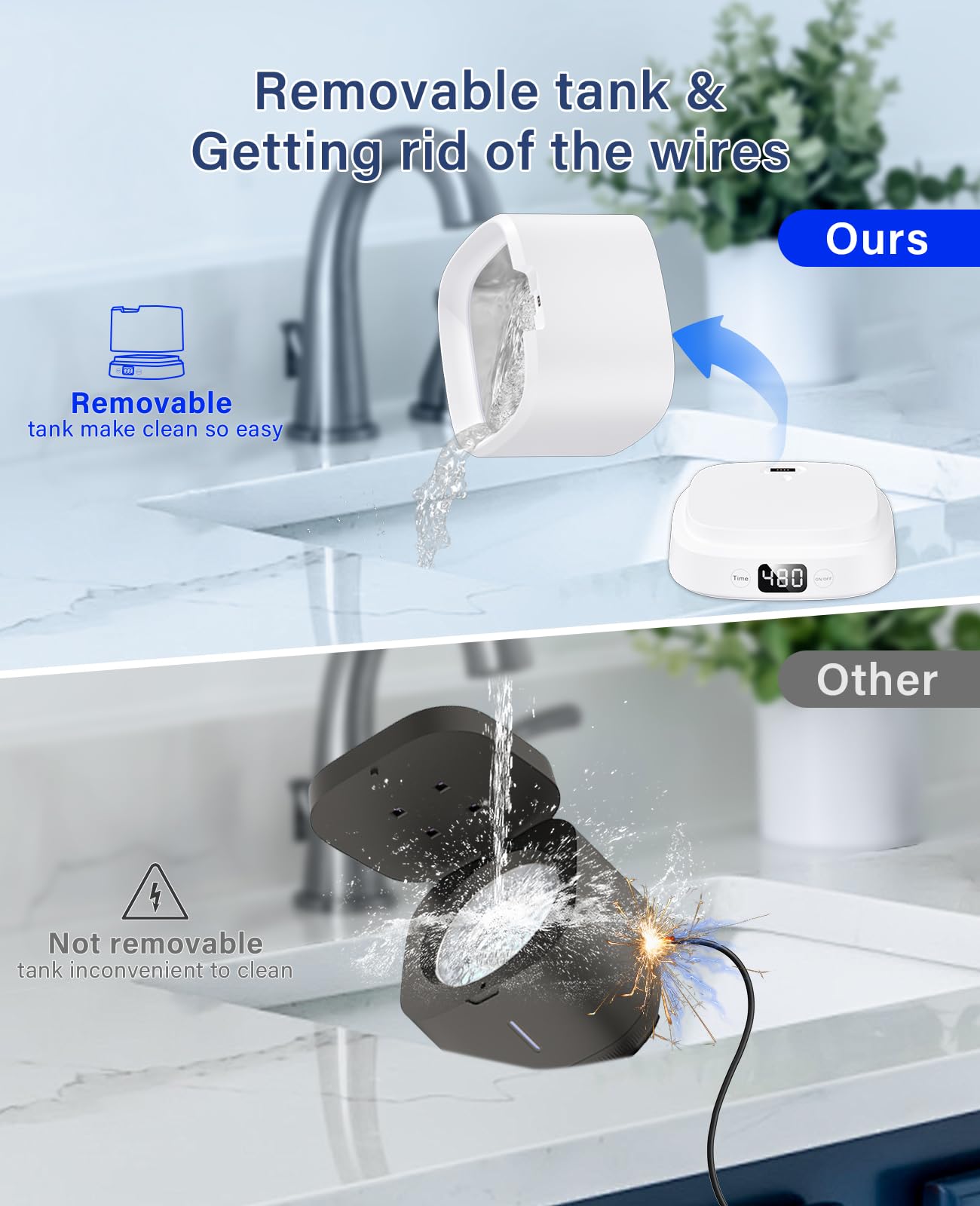Macchina per la pulizia a ultrasuoni, per la pulizia dentale, con timer digitale per protesi, allineatori, parentesi graffe, guardie notturne, gioielli, 45 kHz/319 ml (bianco)