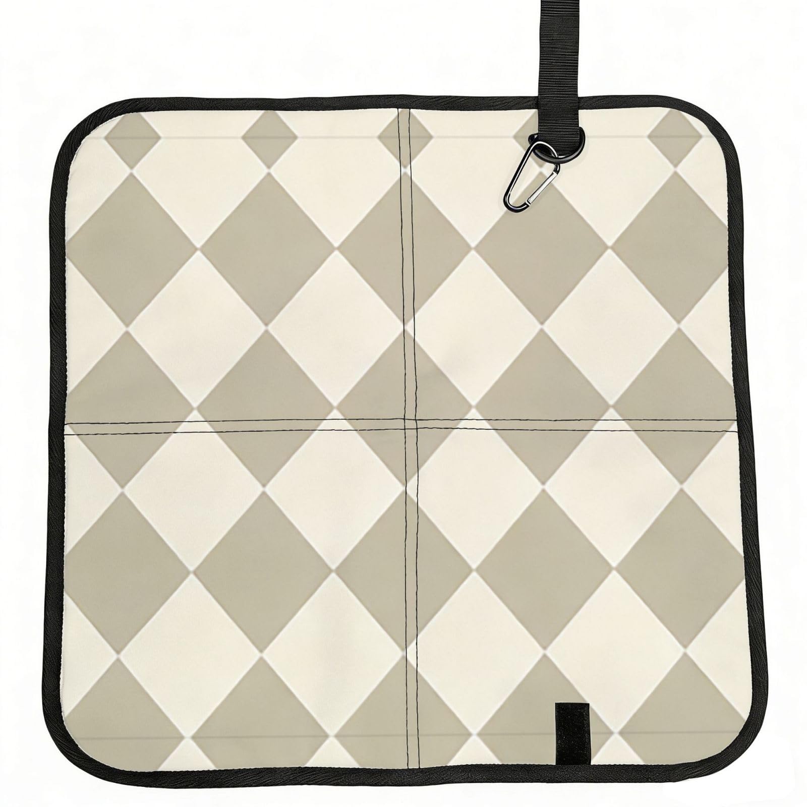 DUYIOKH Grey Grid Print Foldable Portable Seat Cushion for World Cup Games, Camping and Outdoor Activities