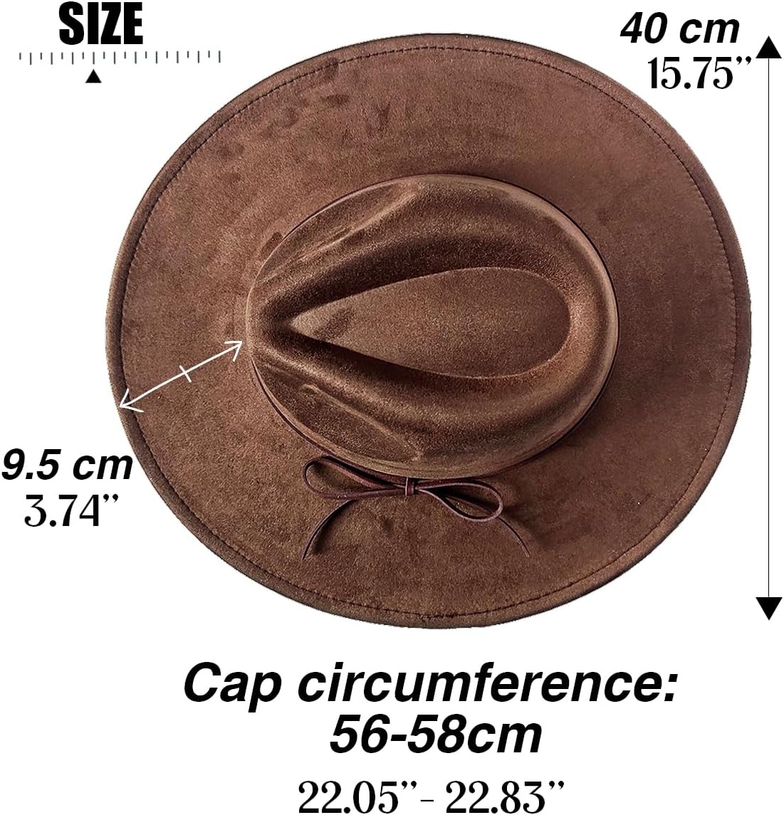 Fedora Hat for Women and Men, Classic Winter Wide Brim Felt Panama Hat Adjustable Suede Western Jazz Cap - Image 4