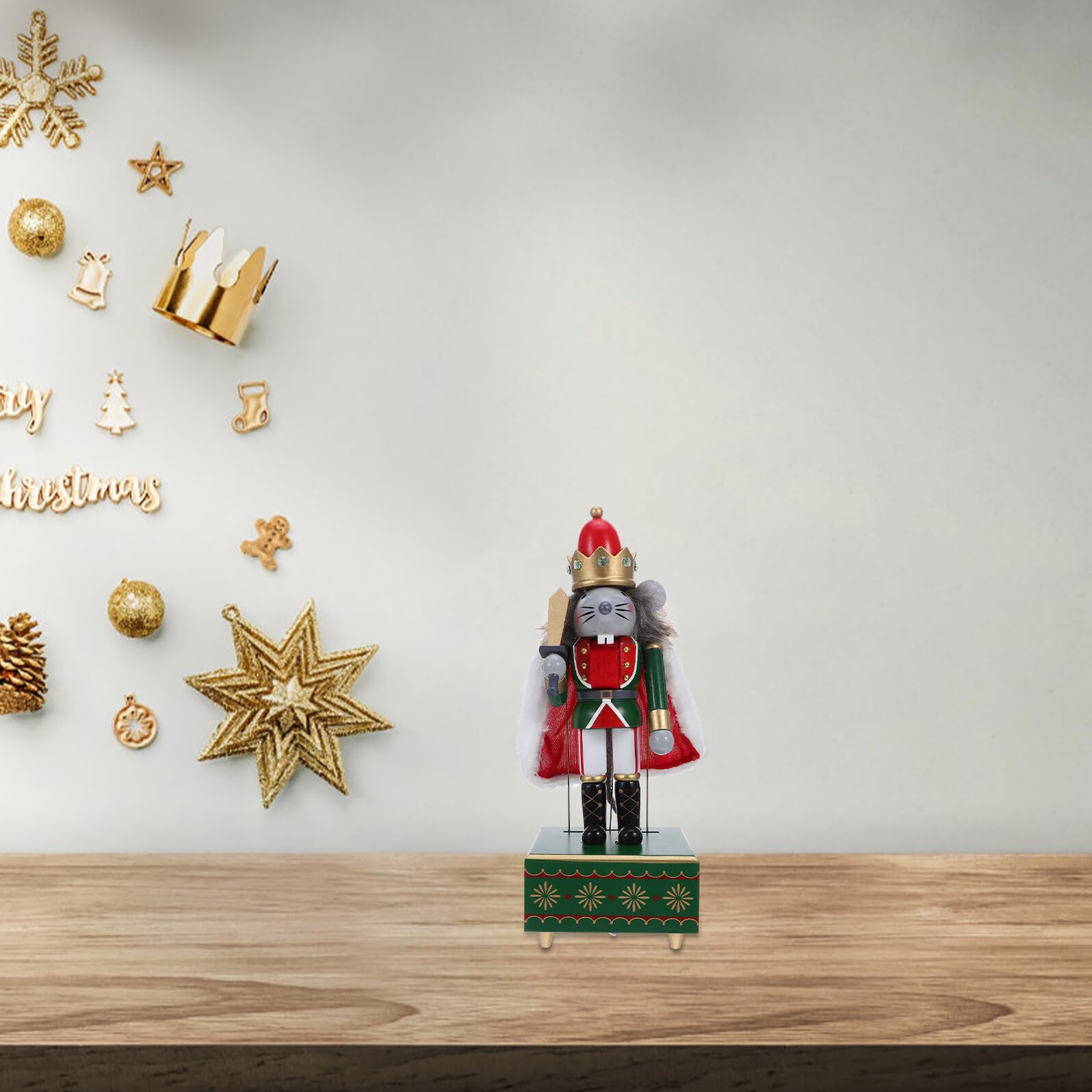 GLEAVI Musical Box Pupazzo in Re dei Nutcracker con Meccanismo Carica e Musica per Decorazioni Natalizie da e Casa Regalo Festivo Batterie