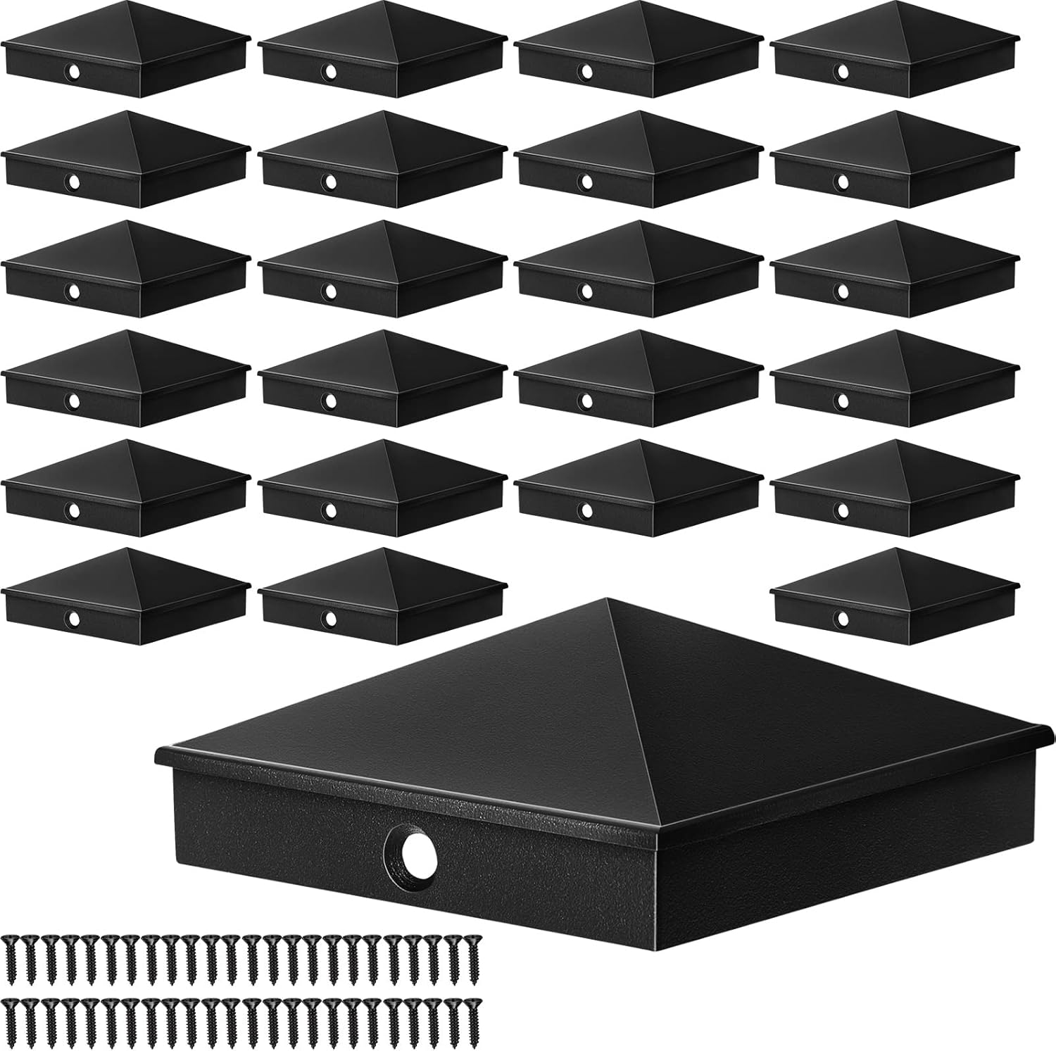 Dunzy 4 x 4 Aluminum Pyramid Fence Post Caps Black Cover Post Caps Fits