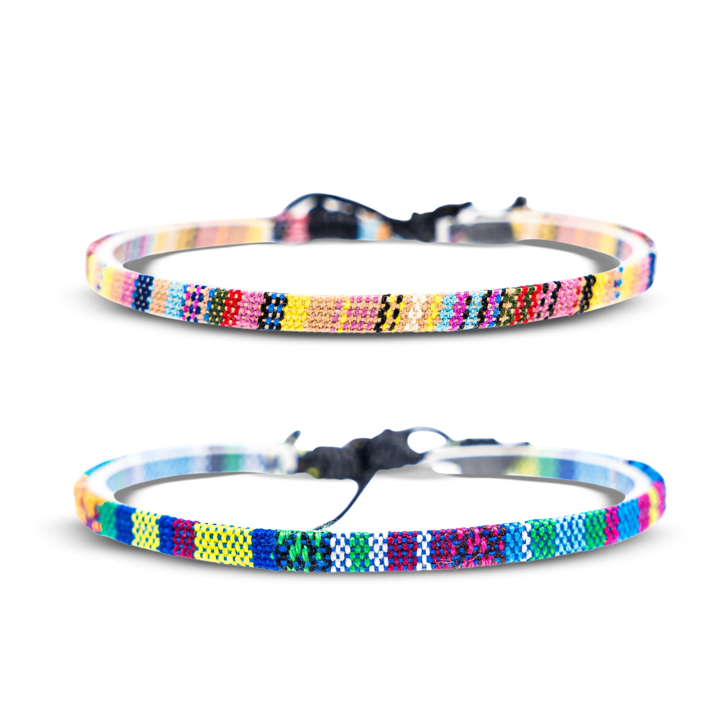 Made by Nami Boho Surfer-Armband 2-er Set Damen & Herren - Handmade Strand Festival Accessoires - Ethno Hippie Style - 100% Wasserfest & Verstellbar - Freundschaftsarmbänder Mädchen
