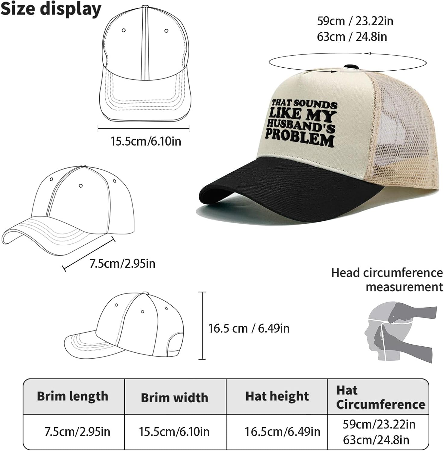 That Sounds Like My Husband Hat Trucker Hats for Women Funny Baseball Hat Funny Gifts for Women - Image 4