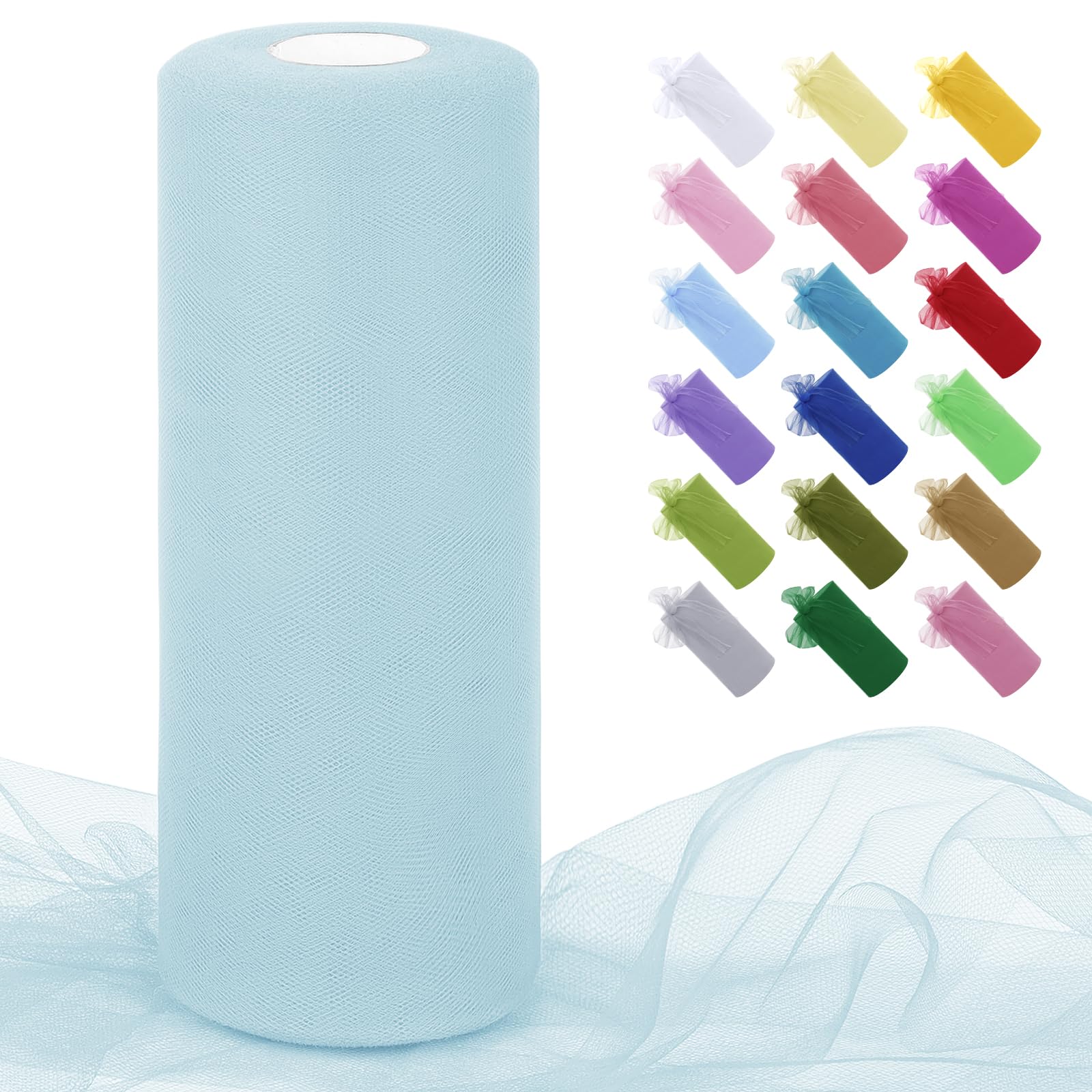 Uiopa Aqua Blue Tulle Fabric Roll 30cm x 91m Polyester Netting Fabric Mesh Tulle Ribbon for Tutu Skirts, Gift Wrapping, Birthday/Party/Wedding Decoration, DIY Projects