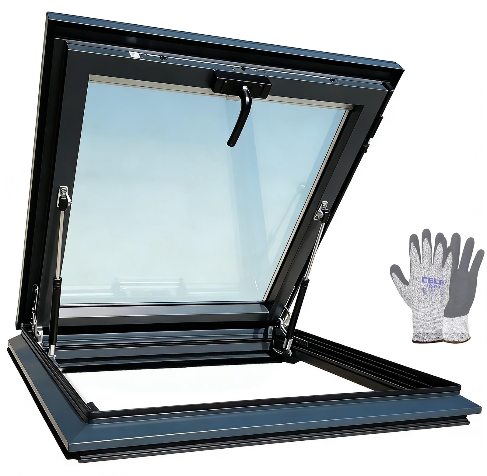 Premium Dachfenster für Wohnraum & Wintergarten, Lichtdurchflutetes Oberlicht für Dachboden & Tiny House. Wärmeisolierte Glasluke zur Belüftung(L65xW70cm)