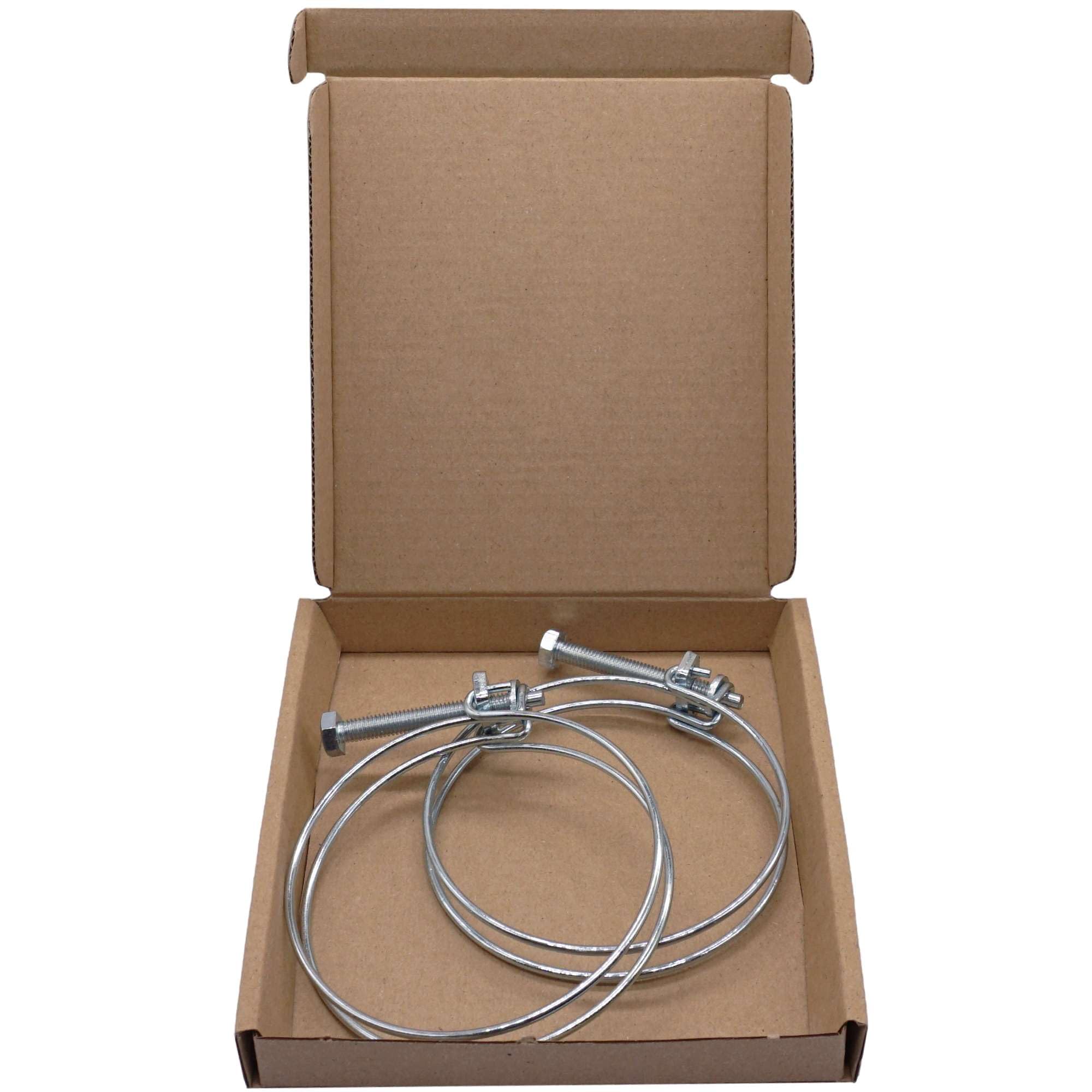 SKIR'CO Lot de 2 colliers de serrage réglables à double fil de 55 à 60 mm, colliers de serrage en acier galvanisé, diamètre réglable