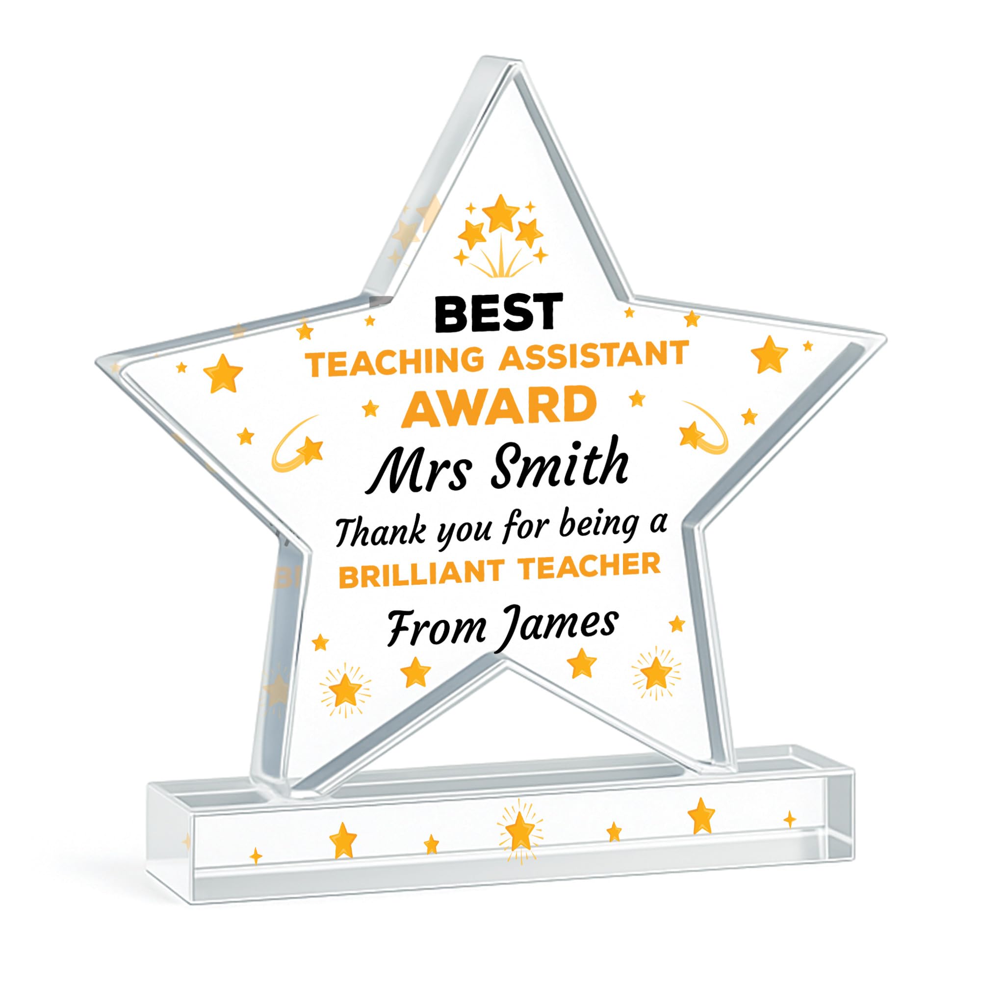 Red Ocean PERSONALISED Thank You Gift For Teaching Assistant Star Plaque Gift For Men Women Brilliant Teacher Appreciation Him Her Keepsake