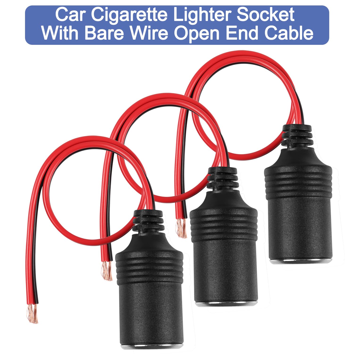 3x Zigarettenanzünder Buchse 12V - 18AWG Verlängerungskabel Für Auto Elektronik