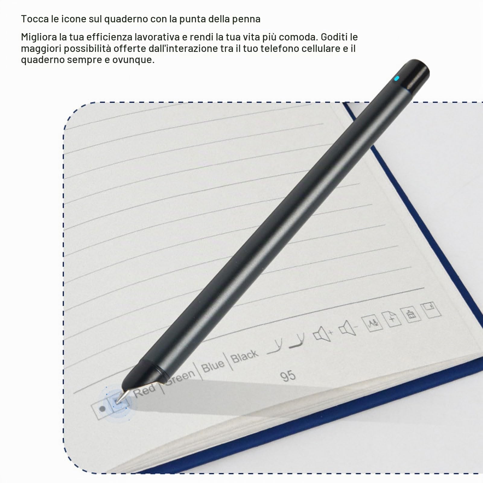 Notebook Digitale con Penna, Pad Elettronico Intelligente Disegno Digitale Notebook Riconoscimento del Testo OCR, per Tablet di Telefono (Blu)