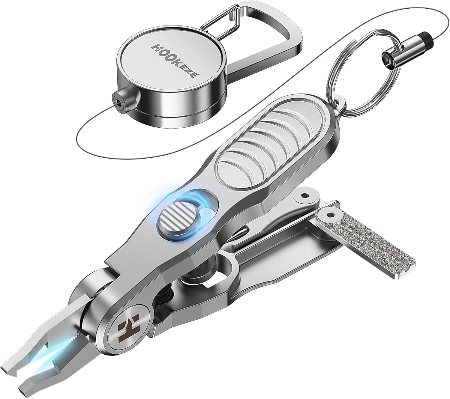 HOOK-EZE Fishing Line Cutter, Fly Fishing Nippers with Retractors and Knot Tying Tool Accessories, Stainless Steel Braided Line Scissors Clippers for Mono and Fluoro Lines
