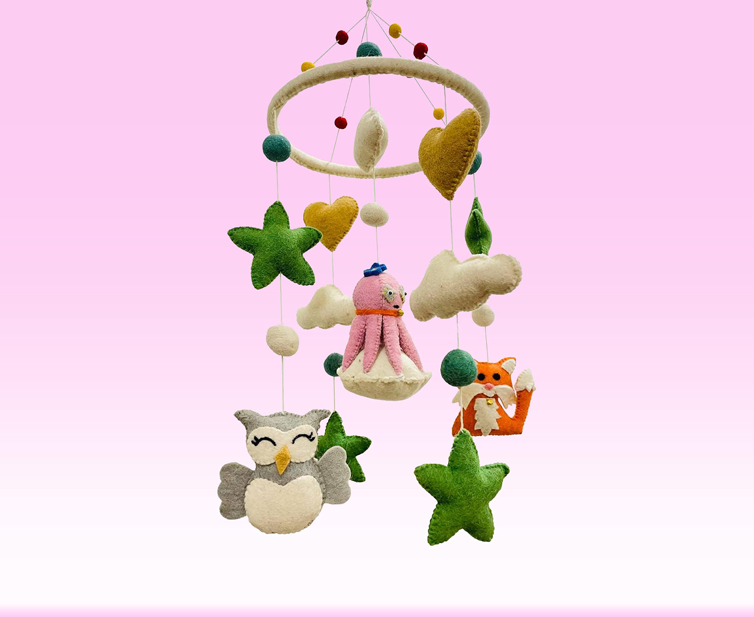 THB Baby Mobile Animal Nursery Decoration Newborn Shower Gift Birthday Gift | Baby Bed Decoration for Boys and Girls Toys Figure Playing Set Octopus Family for Babies | DIY Hanging 3