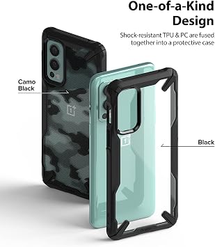 Ringke Fusion-X Compatible with OnePlus Nord 2 5G Case, Clear Hard PC Back Shockproof Heavy Duty Advanced TPU Frame Bumper Phone Cover - Black