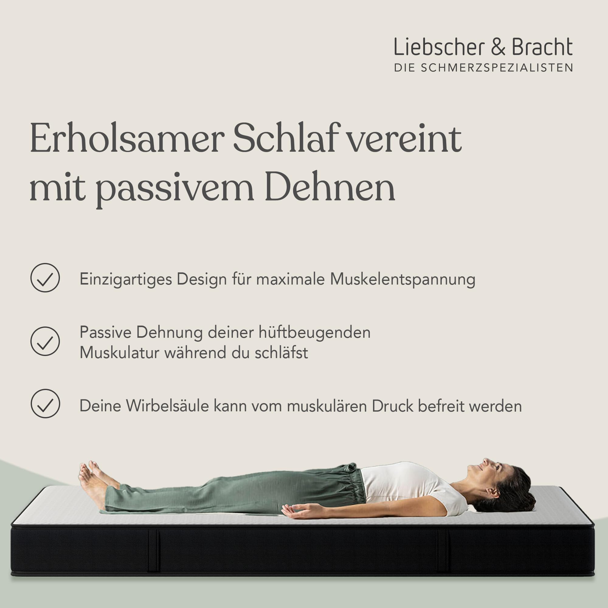 Liebscher & Bracht - Matratze 90x200 cm wendbar mit Stützregion für Wirbelsäule & Hüftgelenke - Komfortable 7-Zonen Kaltschaummatratze - Perfekte Druckentlastung & Passive Muskeldehnung im Schlaf
