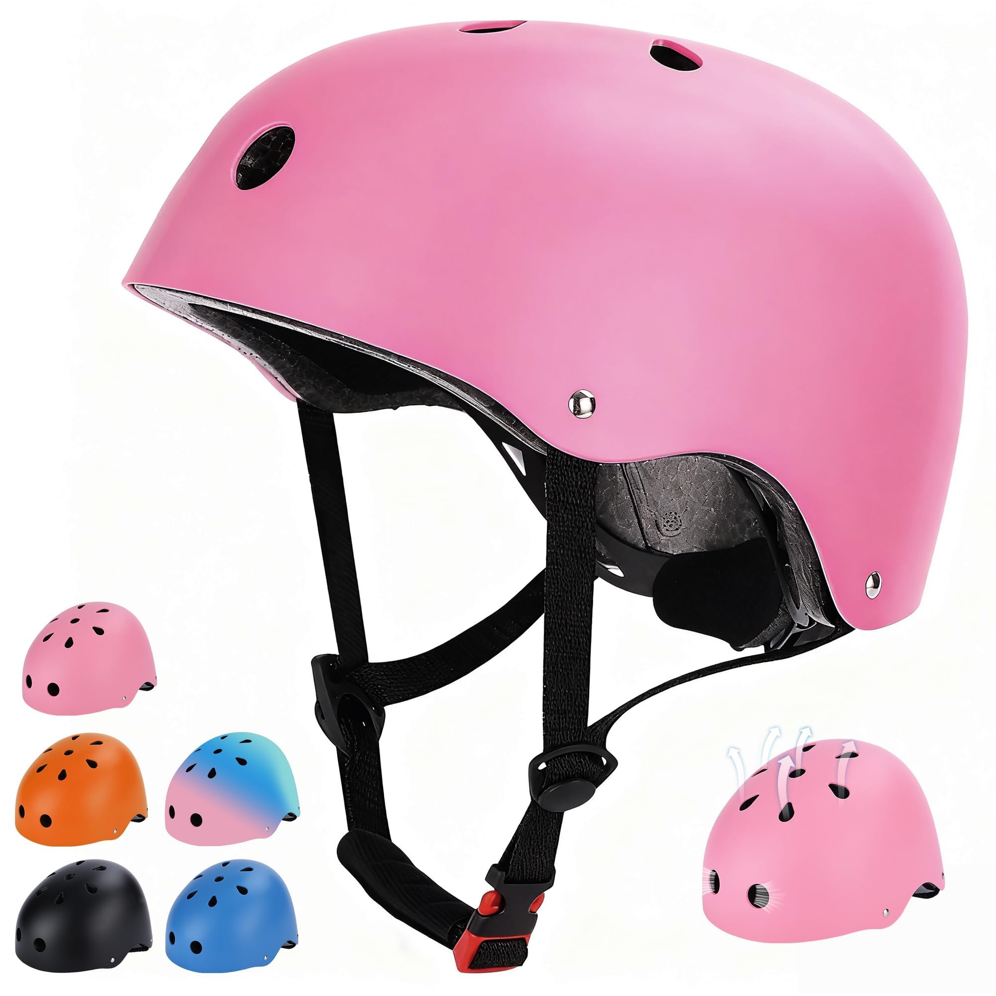 Photo 1 of Kids Bike Helmet, Toddler Helmet for Youth Boys Girls Ages 3-5/5-8/8-14 Year Old, Adjustable Fit & Lightweight, Multi-Sport Safety for Skateboard Skating Bicycle Scooter Cycling, Pink S