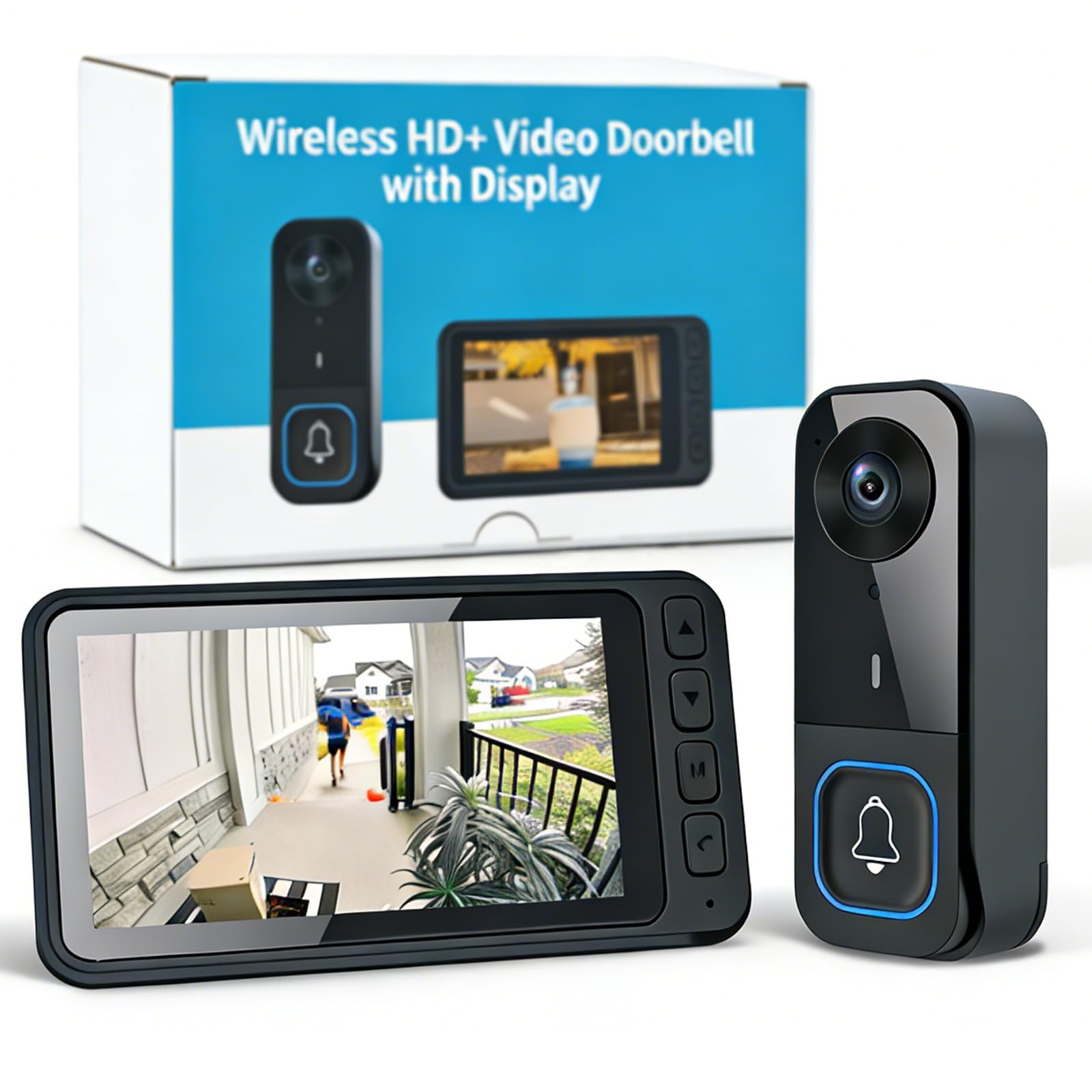 Videoportero Inalámbrico con Cámara 1080P Timbre Exterior Bluetooth 50m Visión Nocturna Audio Bidireccional