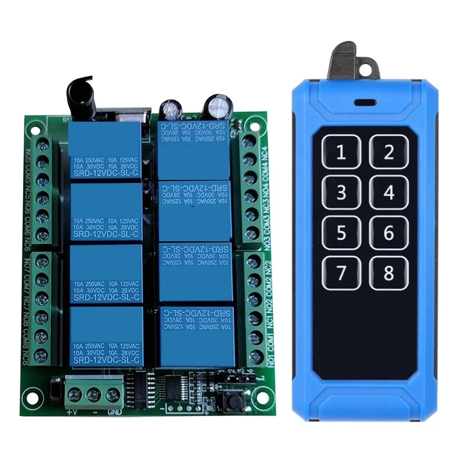 Control remoto para grúa, 433 DC12/24 8CH interruptor de Control remoto inalámbrico receptor transmisor Industrial relé 8 canales(C1 12)