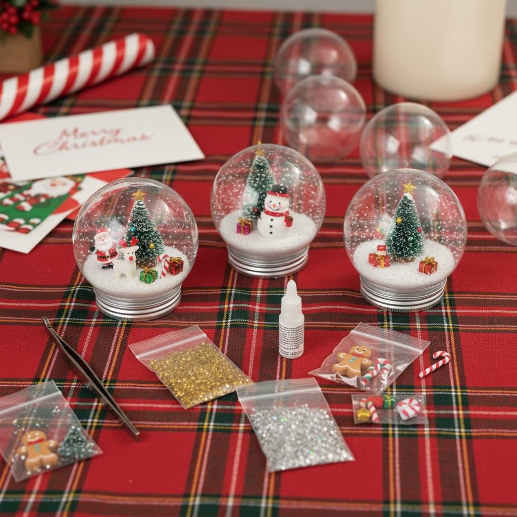 JOINPAYA 9-teiliges Schneekugel-partyzubehör: DIY Transparente Kunststoff Schneekugel Mit Drehver FüR Partydekoration Und Bastelsets Zur Lagerung Von SüßIgkeiten Und Geschenkideen