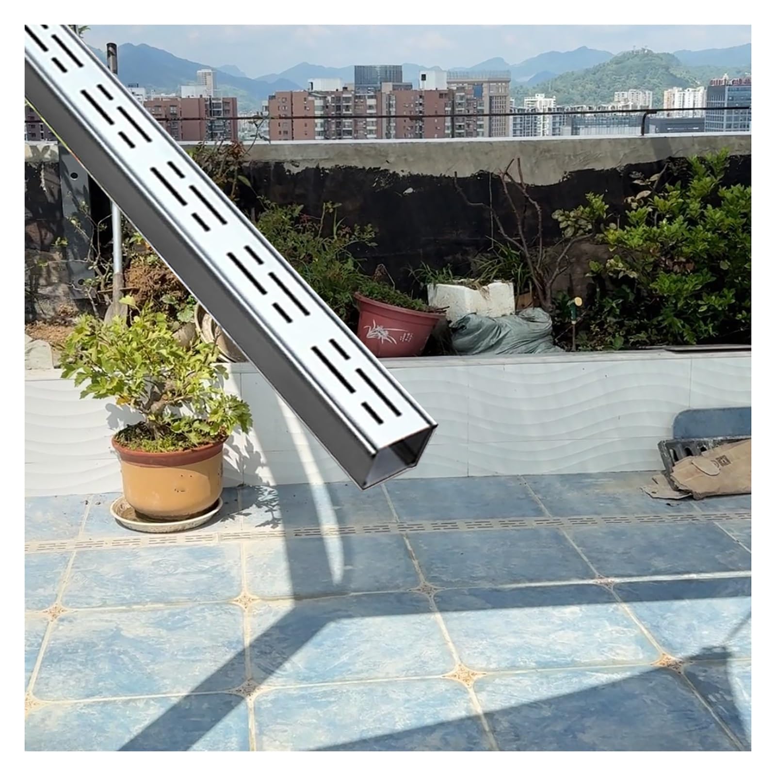 Outdoor Narrow Drainage Channel Cover 304 Stainless Steel Drainage System with Grates Linear Drain Filter Garden Drainage Grate (H8*W4CM / H3.15*W1.57IN)