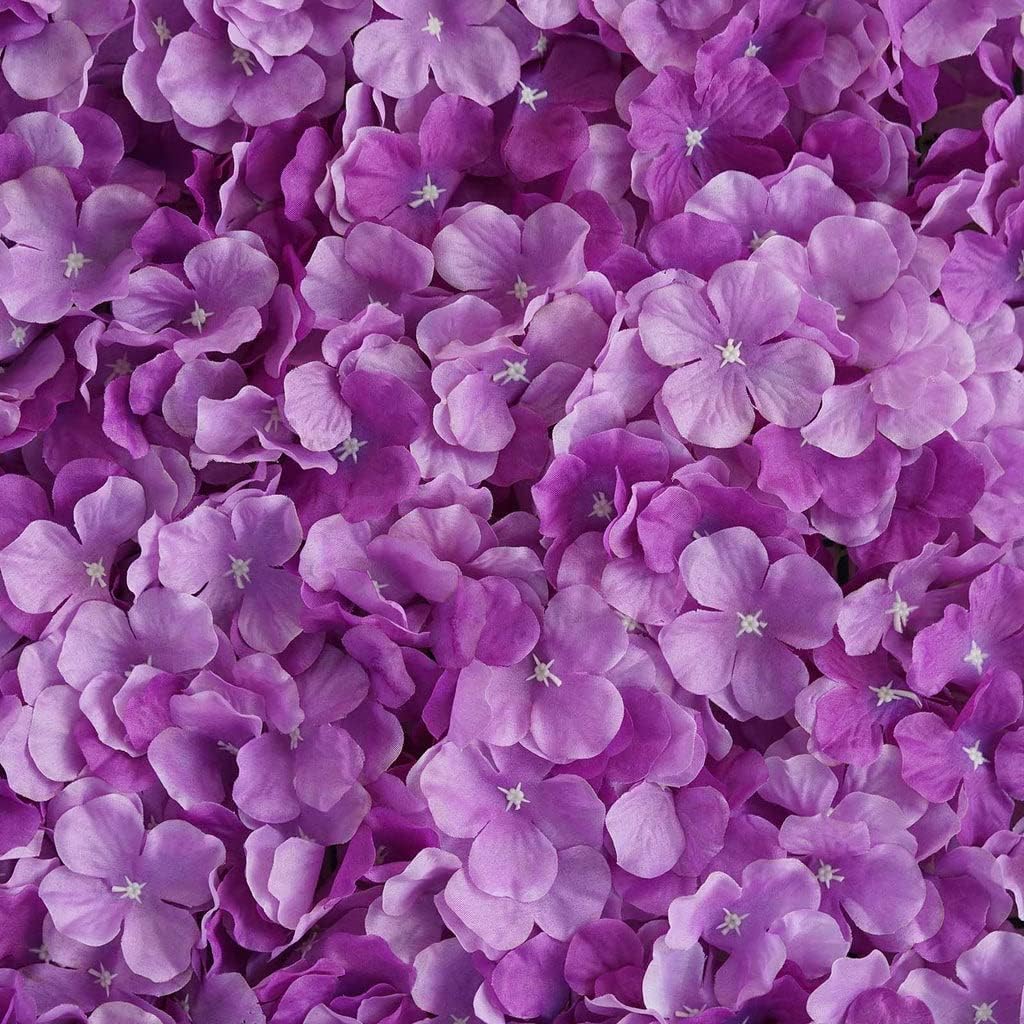Tableclothsfactory 4 PCS Purple Silk Hydrangea Flower Mat Wall Wedding Event Decor for DIY Centerpiece Arrangement Party Decorations