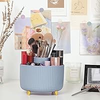 Vista 5 de SKYDUE Organizador de escritorio giratorio de 360 grados, soporte para lápices y bolígrafos de doble propósito, organizador de bolígrafos