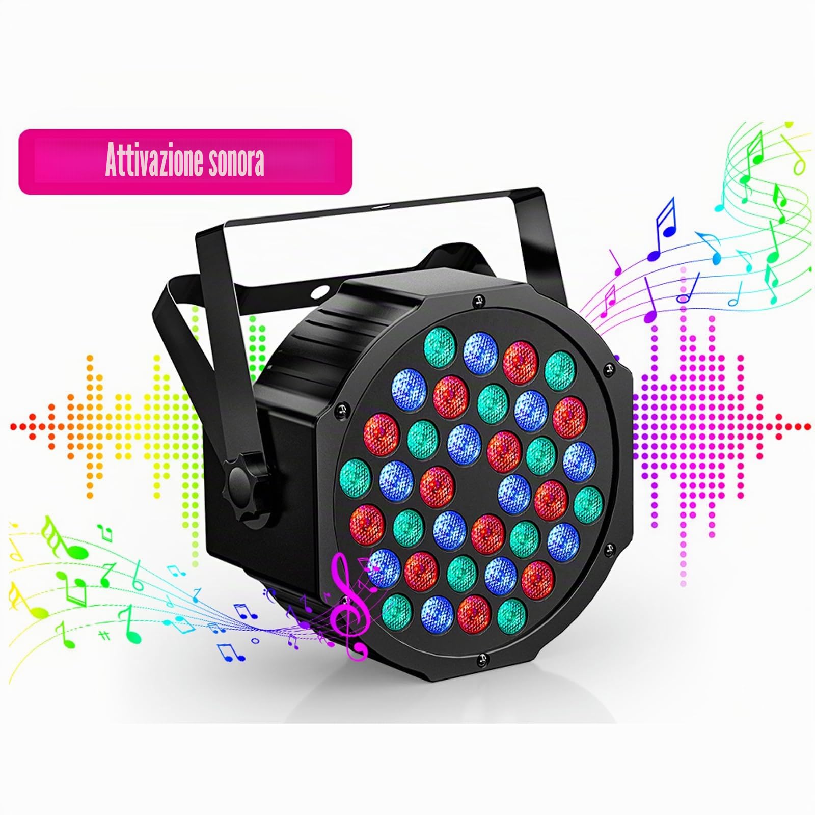 UKing 4PCS Par 36 LED Batteria Ricaricabile, RGB Luci da Palco Esterno con Telecomando, 7 Modalità Illuminazione Palco Uplights per Discoteca Matrimonio Bar Festa Teatro